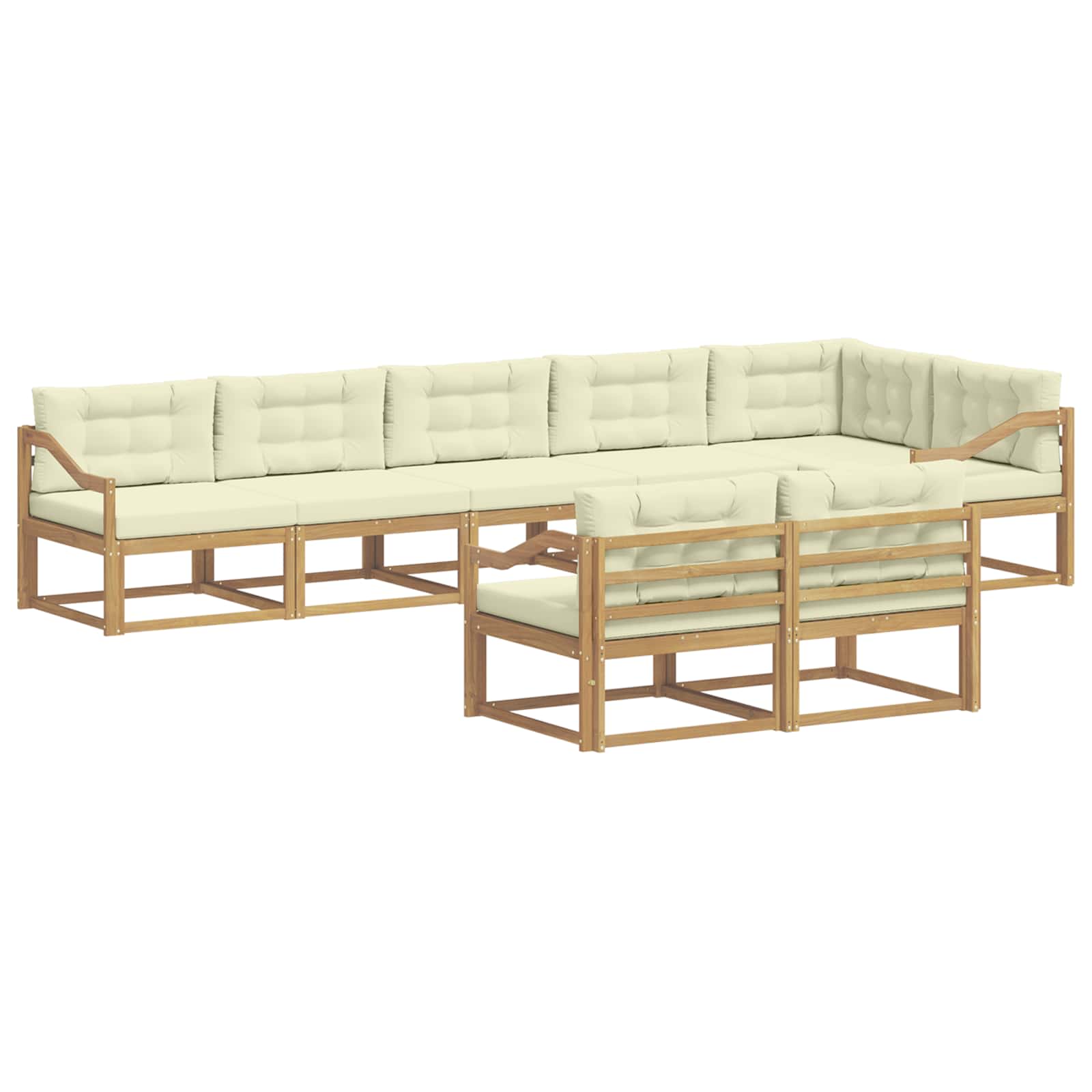 Buiten bankenset met kussen 6 pcs Wit en crèmekleurig Polyester is nu te koop bij PeponiXL, paradijselijk wonen!