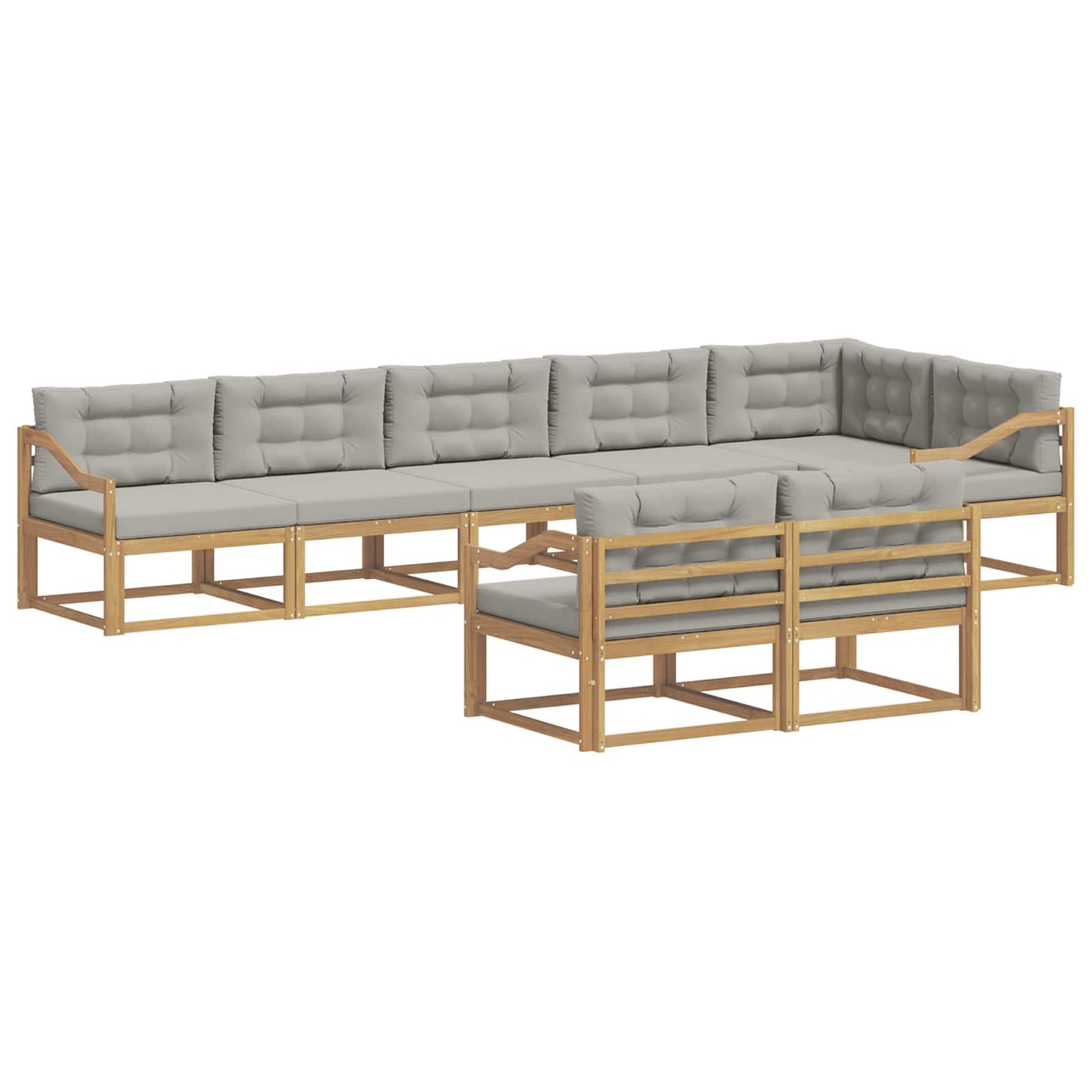 Buiten bankenset met kussen 6 pcs Wit en Lichtgrijs Polyester is nu te koop bij PeponiXL, paradijselijk wonen!