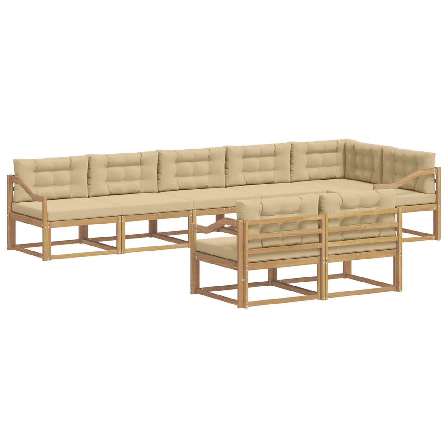 Buiten bankenset met kussen 6 pcs Wit en Beige Polyester is nu te koop bij PeponiXL, paradijselijk wonen!