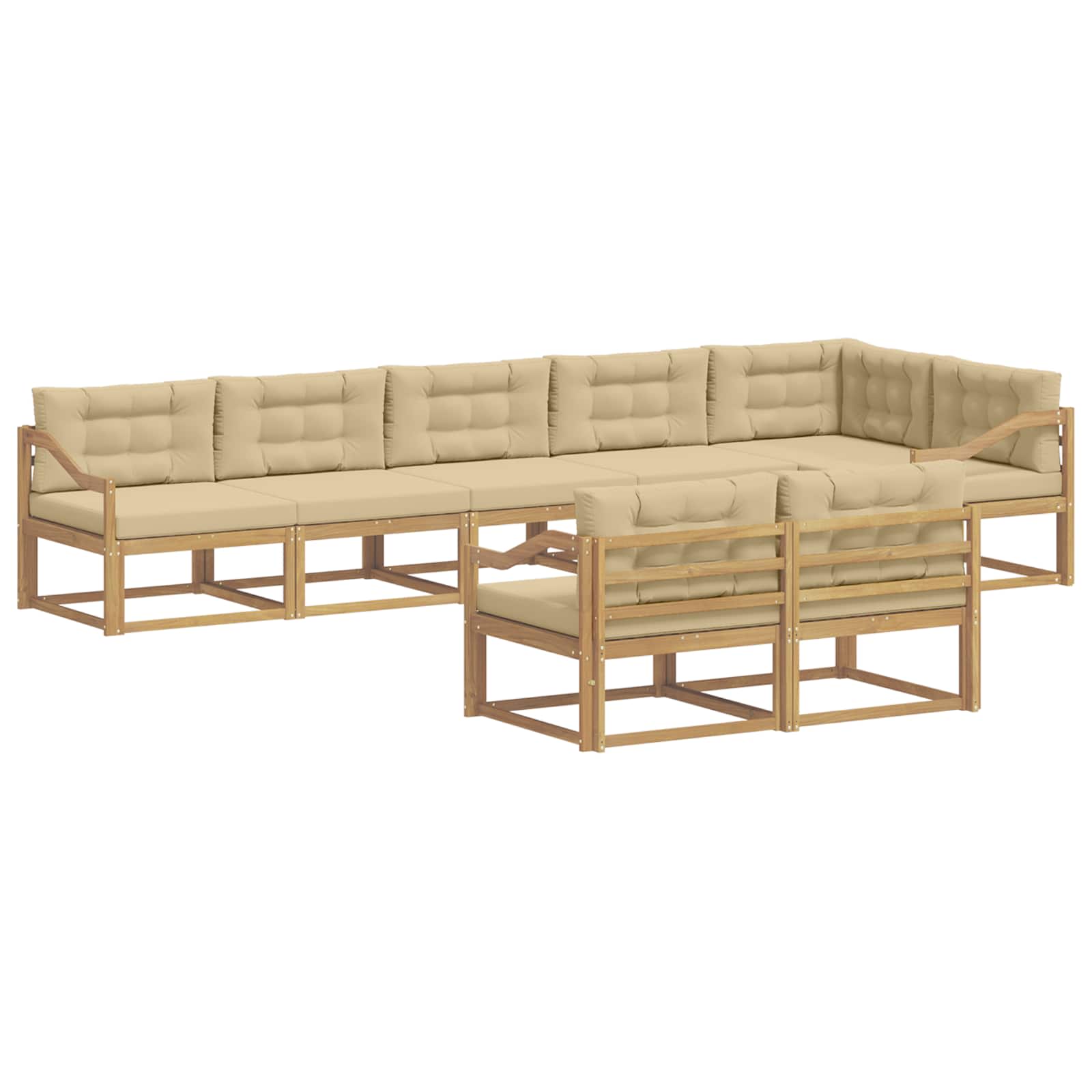 Buiten bankenset met kussen 6 pcs Wit en Beige Polyester is nu te koop bij PeponiXL, paradijselijk wonen!