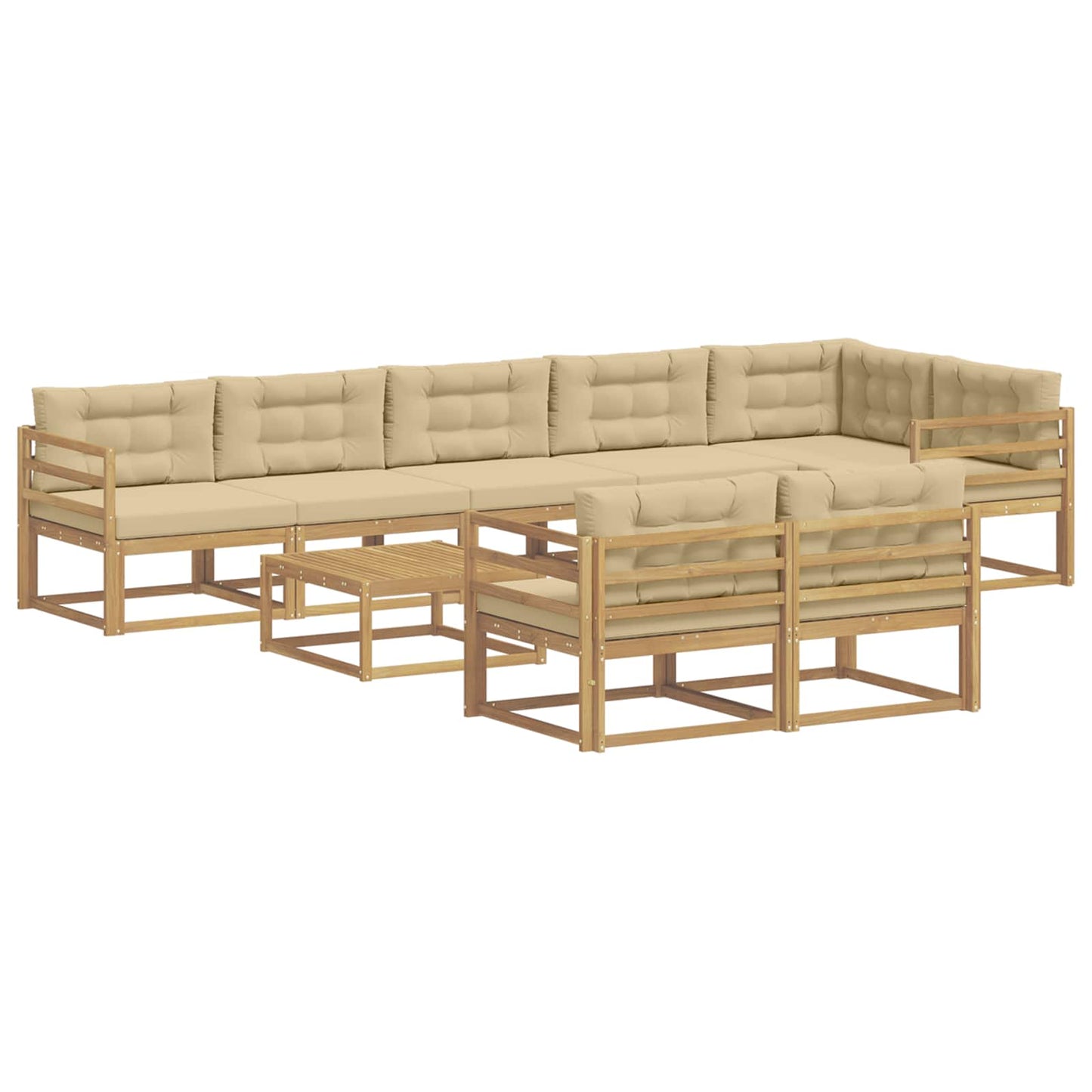 Buiten bankenset 9 pcs Wit en Beige 79 x 79 x 37 cm Polyester is nu te koop bij PeponiXL, paradijselijk wonen!