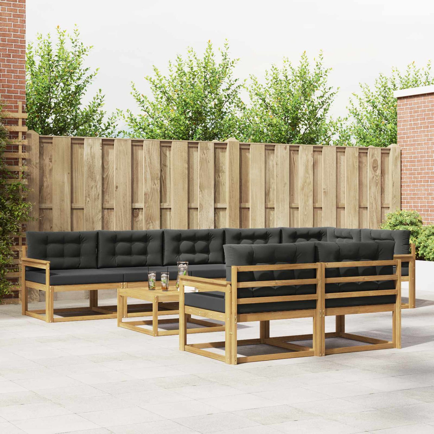 Buiten bankenset 9 pcs Wit en antracietkleurig 79 x 79 x 37 cm is nu te koop bij PeponiXL, paradijselijk wonen!