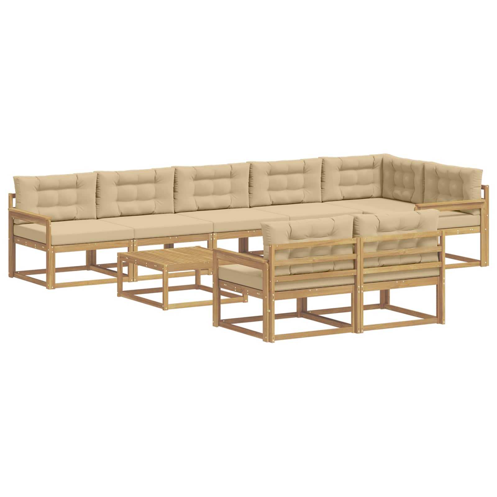 Buiten bankenset 9 pcs Wit en Beige 79 x 79 x 37 cm Polyester is nu te koop bij PeponiXL, paradijselijk wonen!