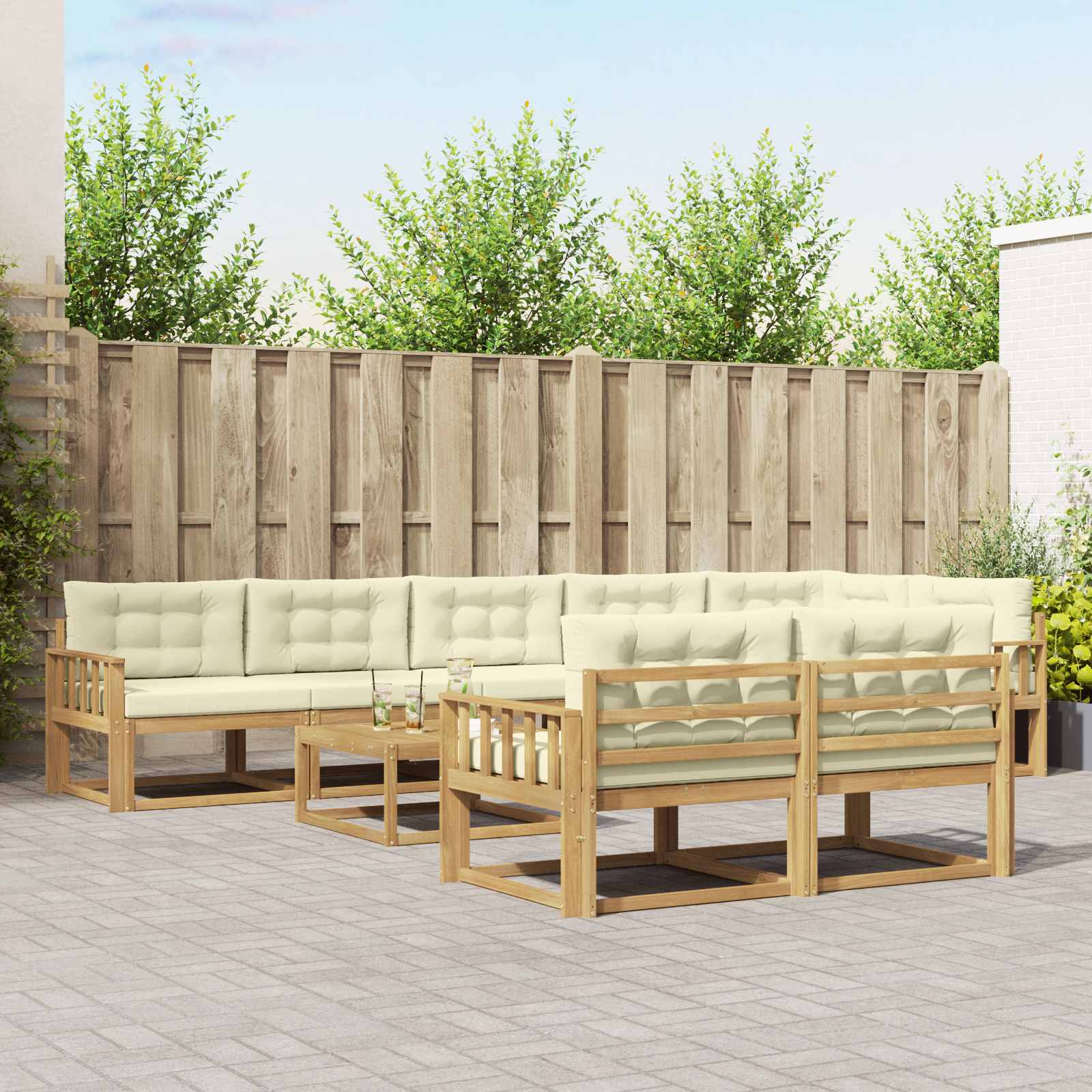 Buiten bankenset 9 pcs Wit en crèmekleurig 79 x 79 x 37 cm is nu te koop bij PeponiXL, paradijselijk wonen!
