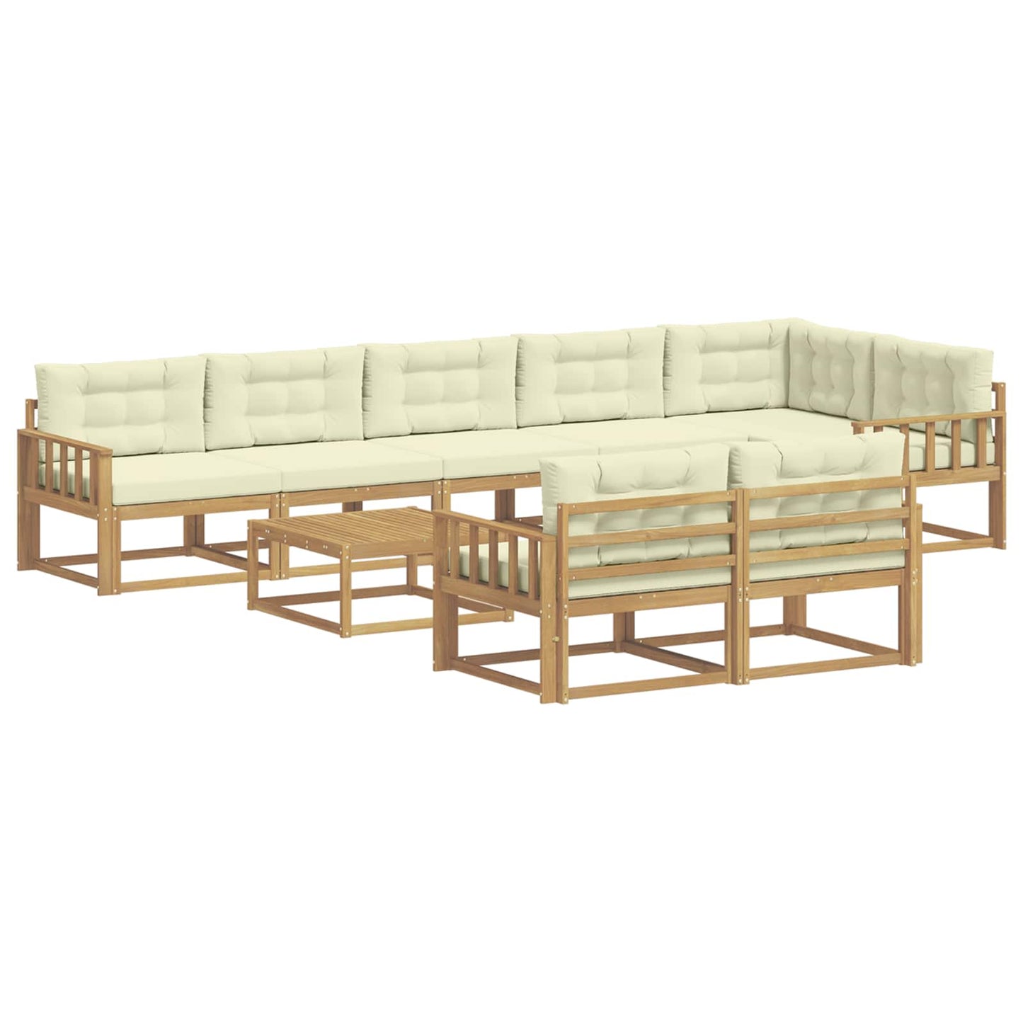 Buiten bankenset 9 pcs Wit en crèmekleurig 79 x 79 x 37 cm is nu te koop bij PeponiXL, paradijselijk wonen!