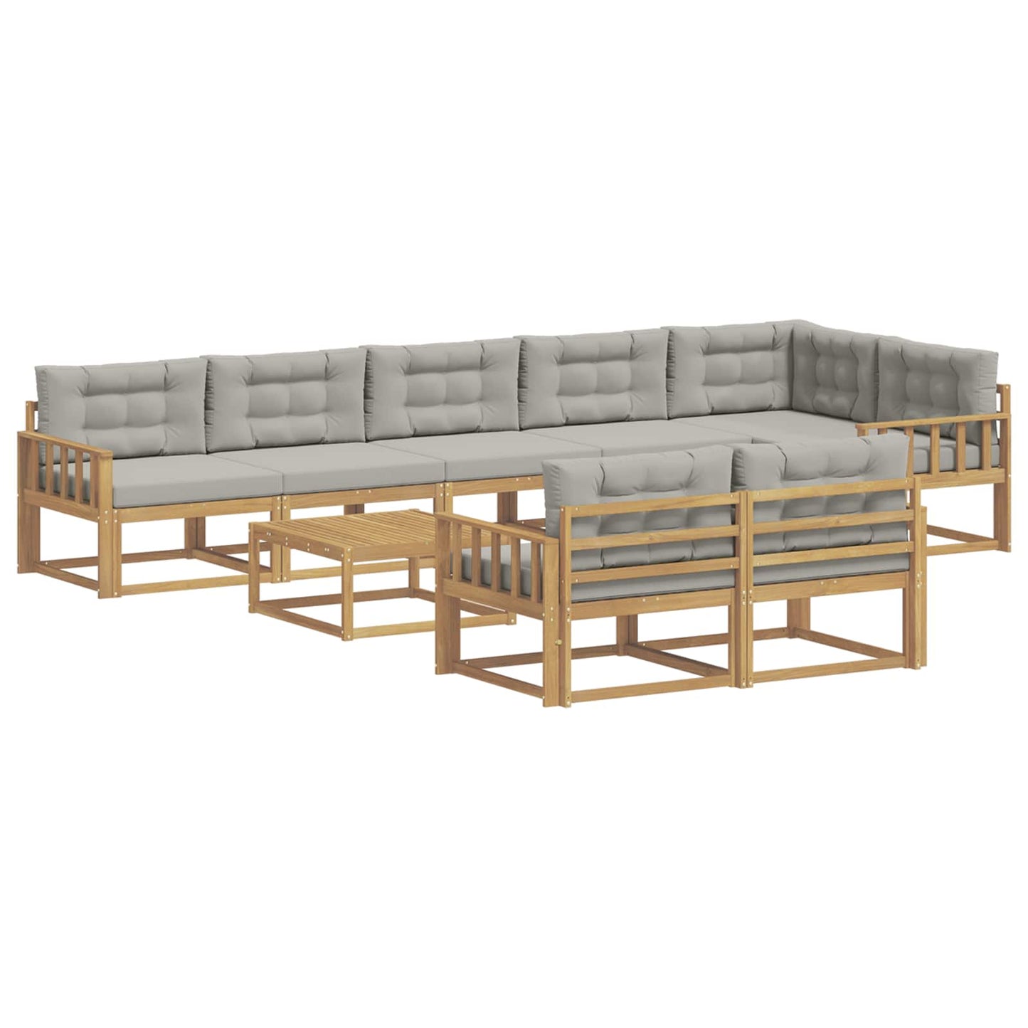 Buiten bankenset 9 pcs Wit en Lichtgrijs 79 x 79 x 37 cm is nu te koop bij PeponiXL, paradijselijk wonen!