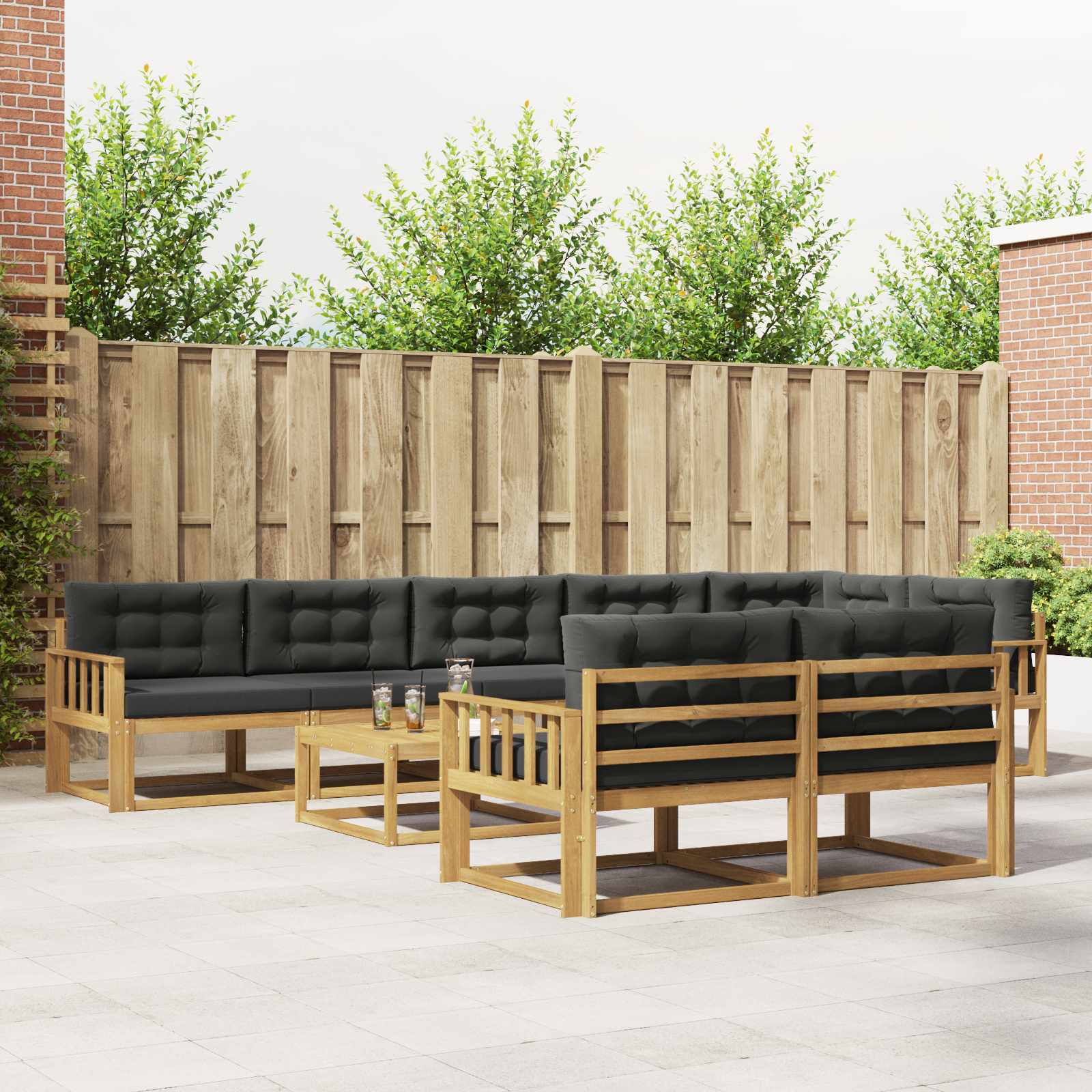Buiten bankenset 9 pcs Wit en antracietkleurig 79 x 79 x 37 cm is nu te koop bij PeponiXL, paradijselijk wonen!