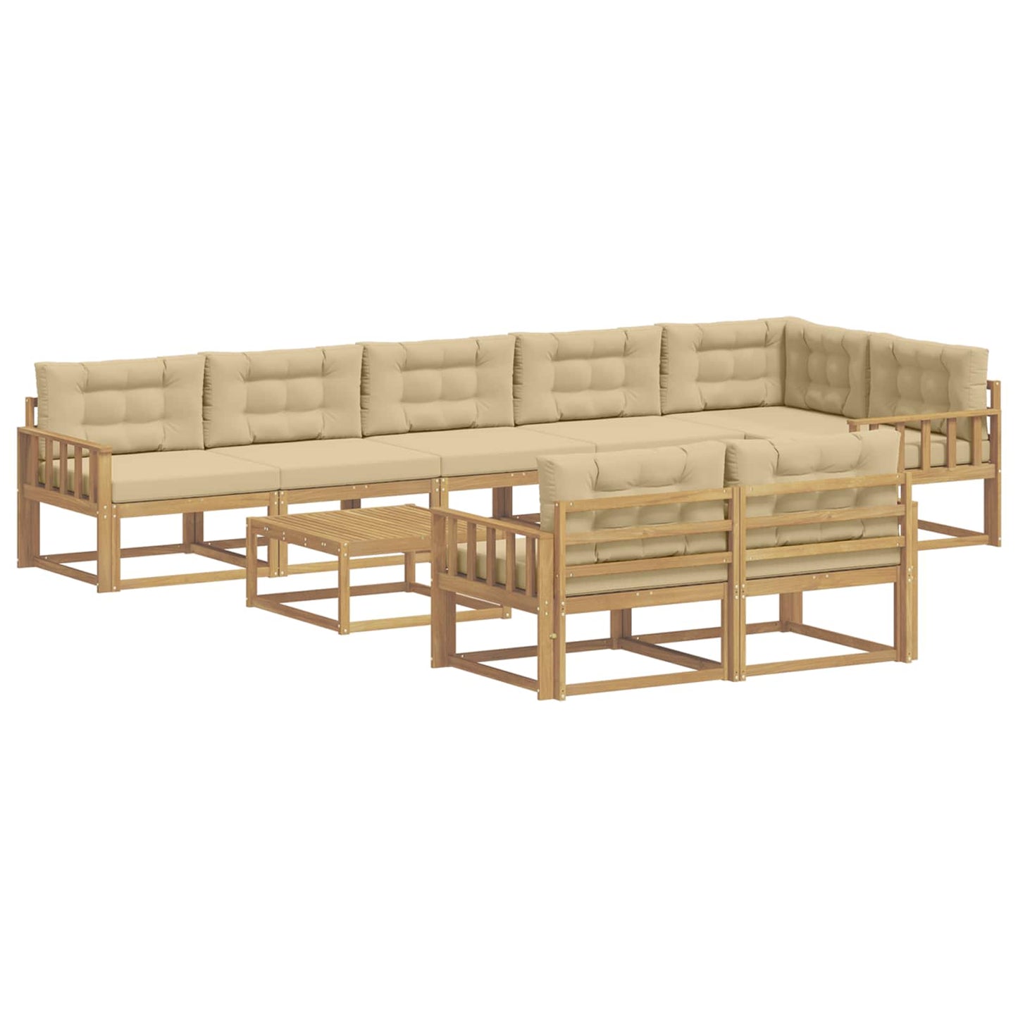 Buiten bankenset 9 pcs Wit en Beige 79 x 79 x 37 cm Polyester is nu te koop bij PeponiXL, paradijselijk wonen!