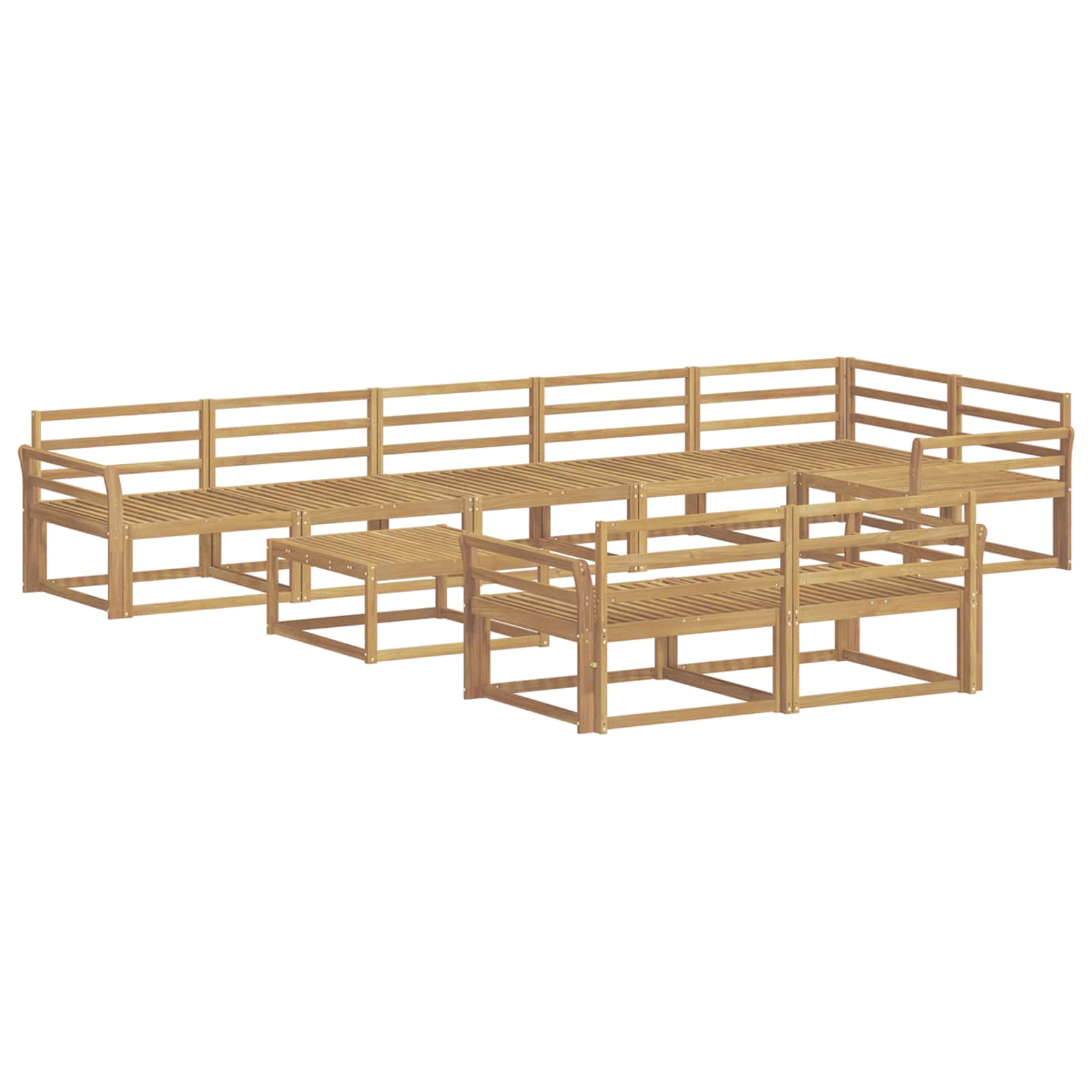 Buiten bankenset 9 pcs Wit 79 x 79 x 37 cm Massief Acaciahout is nu te koop bij PeponiXL, paradijselijk wonen!