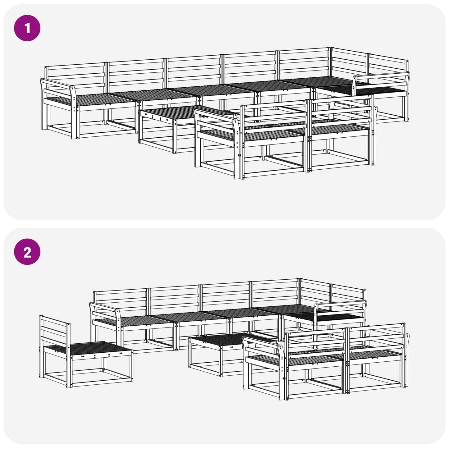Buiten bankenset 9 pcs Wit 79 x 79 x 37 cm Massief Acaciahout is nu te koop bij PeponiXL, paradijselijk wonen!