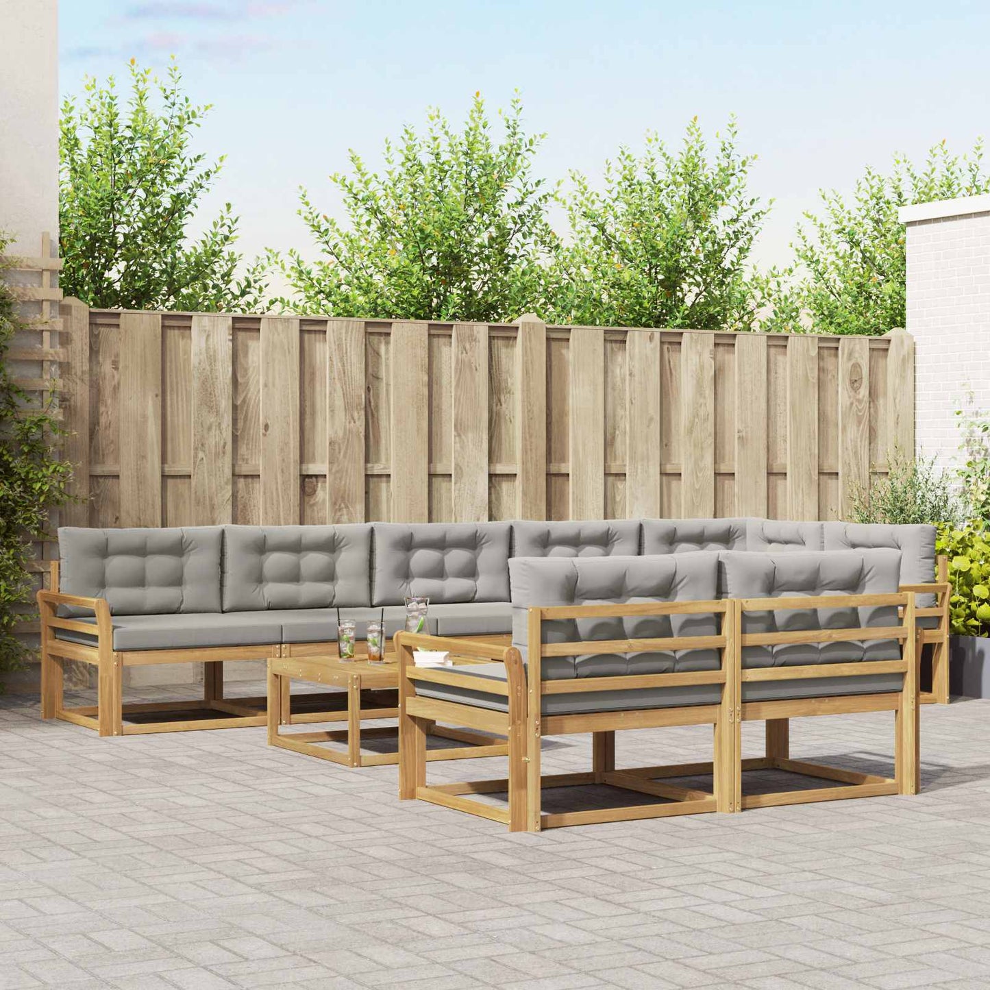 Buiten bankenset 9 pcs Wit en Lichtgrijs 79 x 79 x 37 cm is nu te koop bij PeponiXL, paradijselijk wonen!