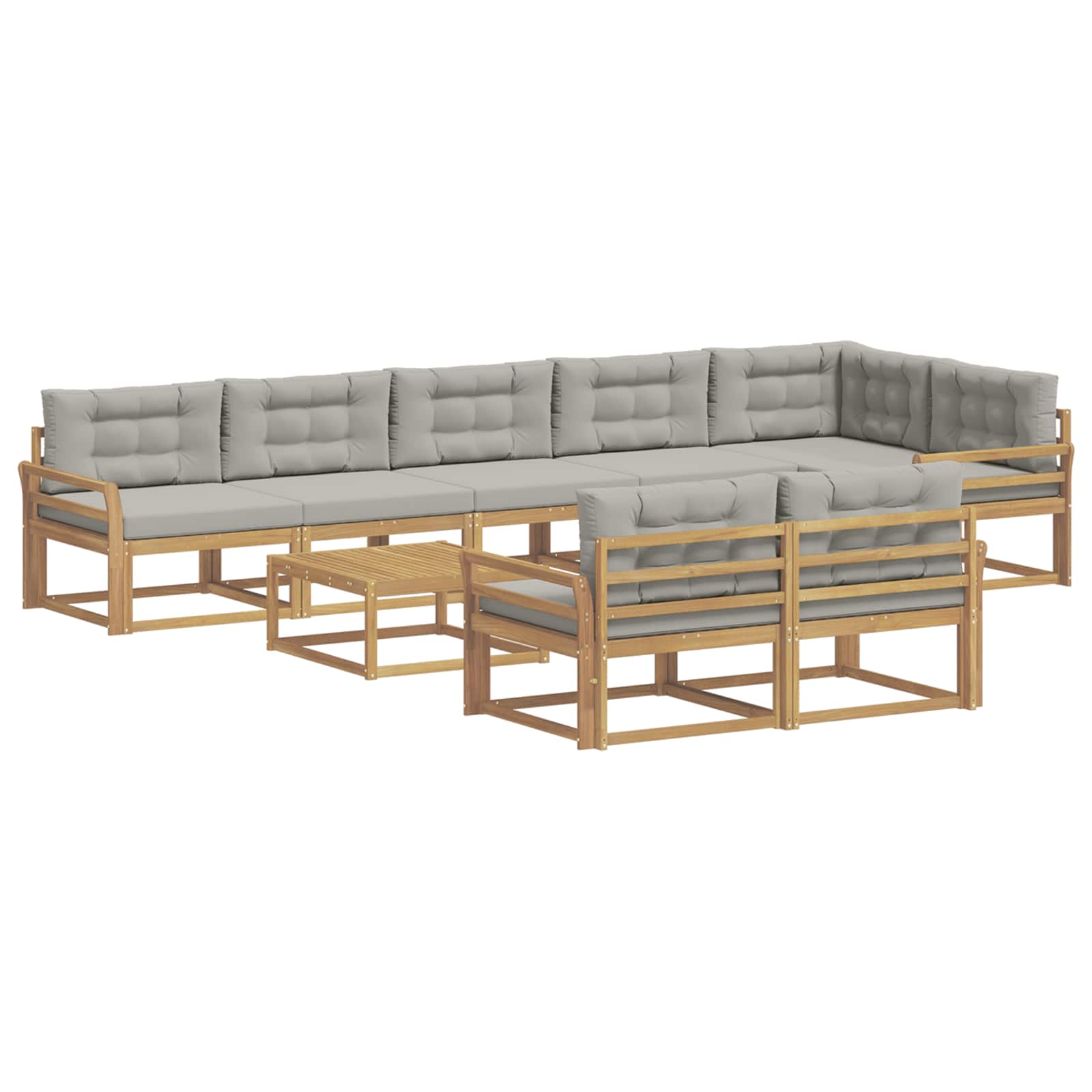 Buiten bankenset 9 pcs Wit en Lichtgrijs 79 x 79 x 37 cm is nu te koop bij PeponiXL, paradijselijk wonen!