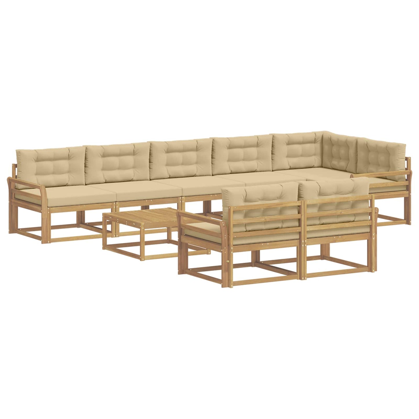 Buiten bankenset 9 pcs Wit en Beige 79 x 79 x 37 cm Polyester is nu te koop bij PeponiXL, paradijselijk wonen!