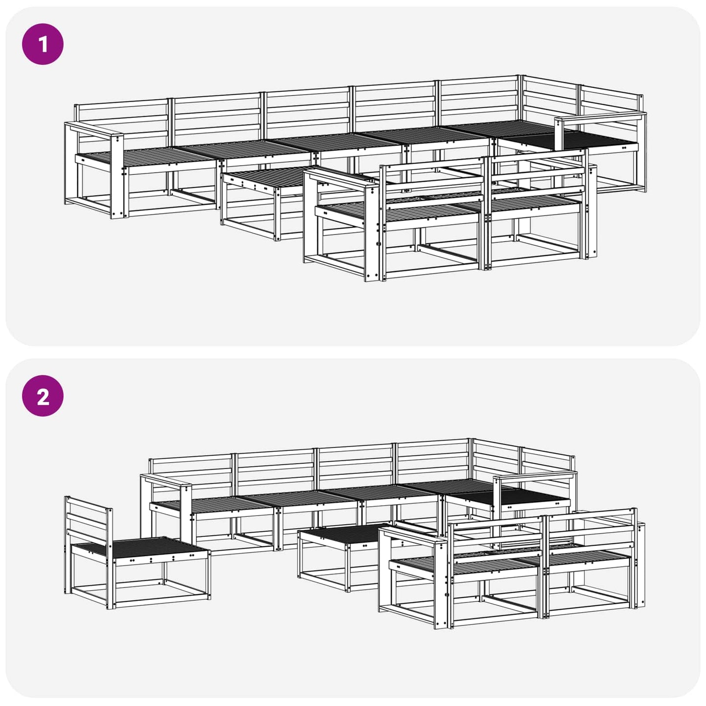 Buiten bankenset 9 pcs Wit 79 x 79 x 37 cm Massief Acaciahout is nu te koop bij PeponiXL, paradijselijk wonen!