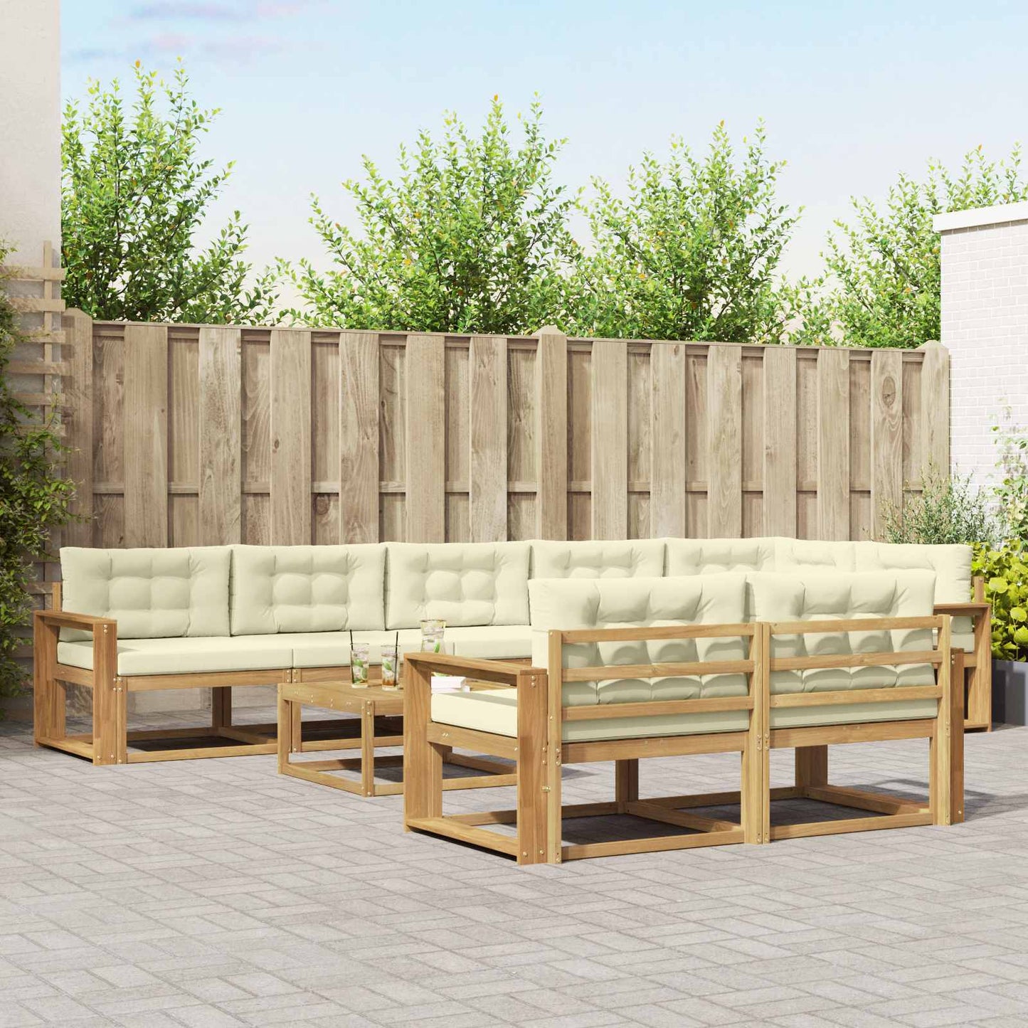 Buiten bankenset 9 pcs Wit en crèmekleurig 79 x 79 x 37 cm is nu te koop bij PeponiXL, paradijselijk wonen!