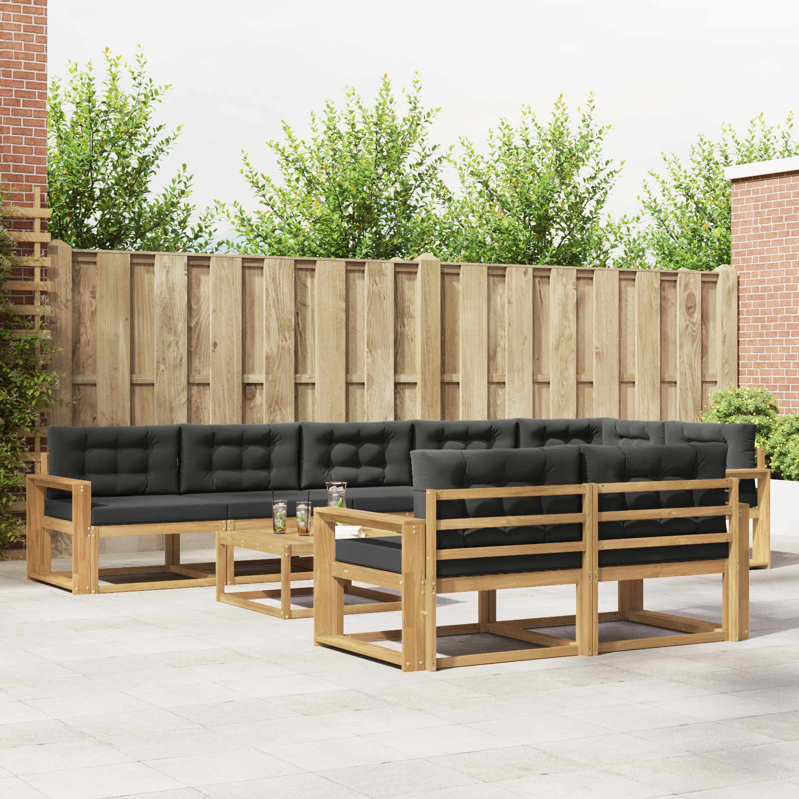 Buiten bankenset 9 pcs Wit en antracietkleurig 79 x 79 x 37 cm is nu te koop bij PeponiXL, paradijselijk wonen!