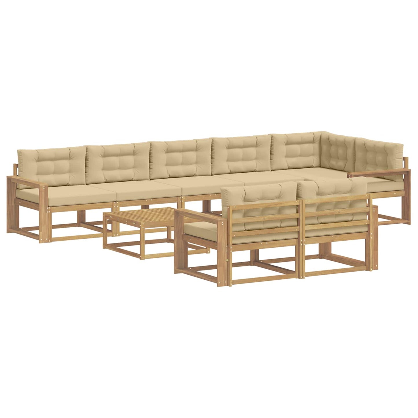 Buiten bankenset 9 pcs Wit en Beige 79 x 79 x 37 cm Polyester is nu te koop bij PeponiXL, paradijselijk wonen!