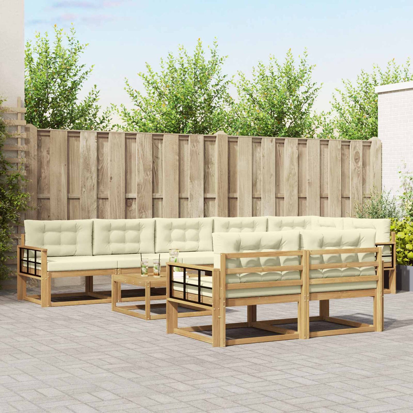 Buiten bankenset 9 pcs Wit en crèmekleurig 79 x 79 x 37 cm is nu te koop bij PeponiXL, paradijselijk wonen!