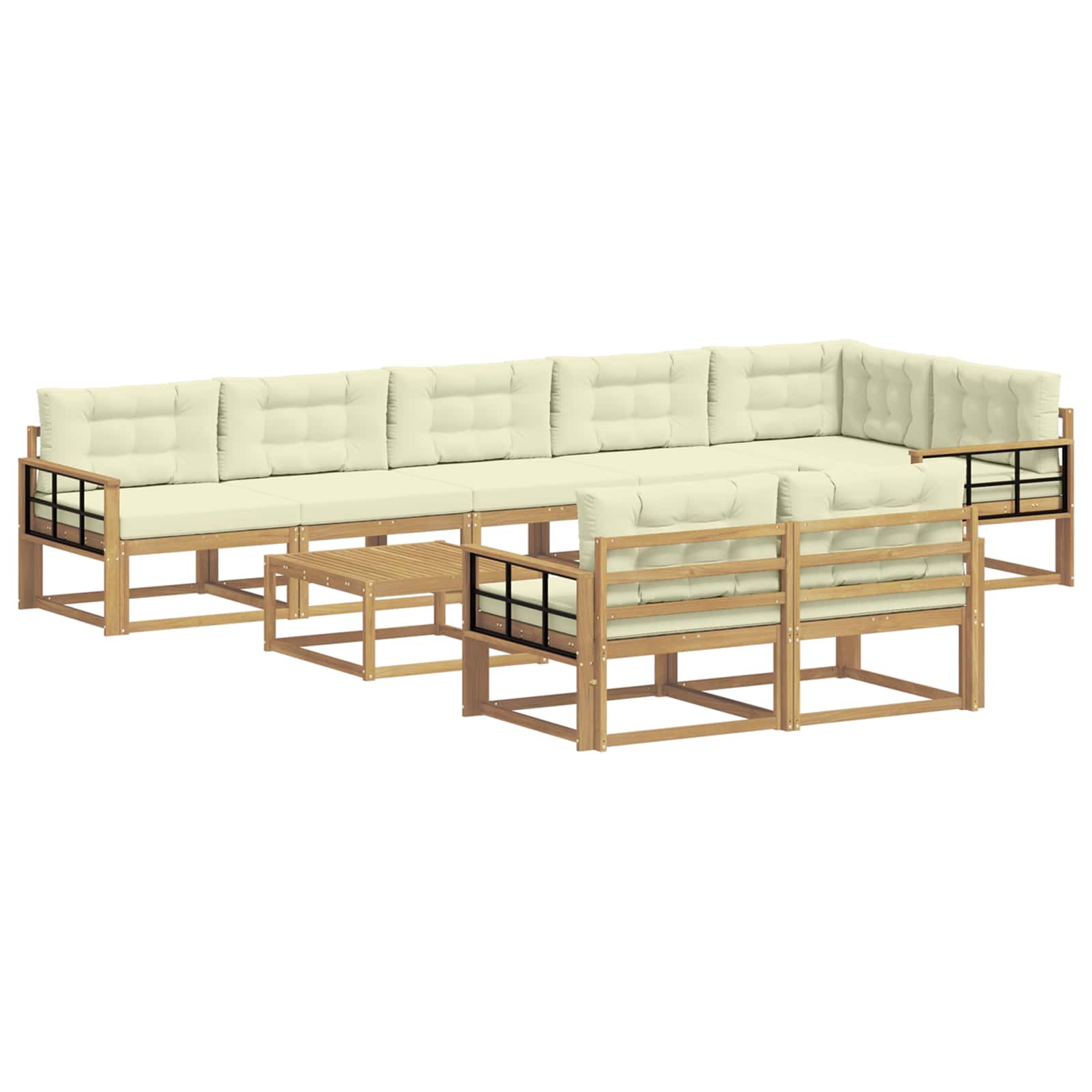 Buiten bankenset 9 pcs Wit en crèmekleurig 79 x 79 x 37 cm is nu te koop bij PeponiXL, paradijselijk wonen!