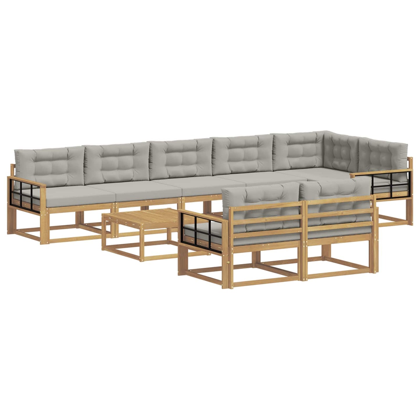 Buiten bankenset 9 pcs Wit en Lichtgrijs 79 x 79 x 37 cm is nu te koop bij PeponiXL, paradijselijk wonen!