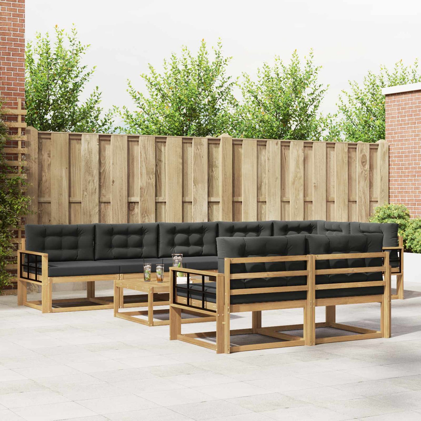 Buiten bankenset 9 pcs Wit en antracietkleurig 79 x 79 x 37 cm is nu te koop bij PeponiXL, paradijselijk wonen!