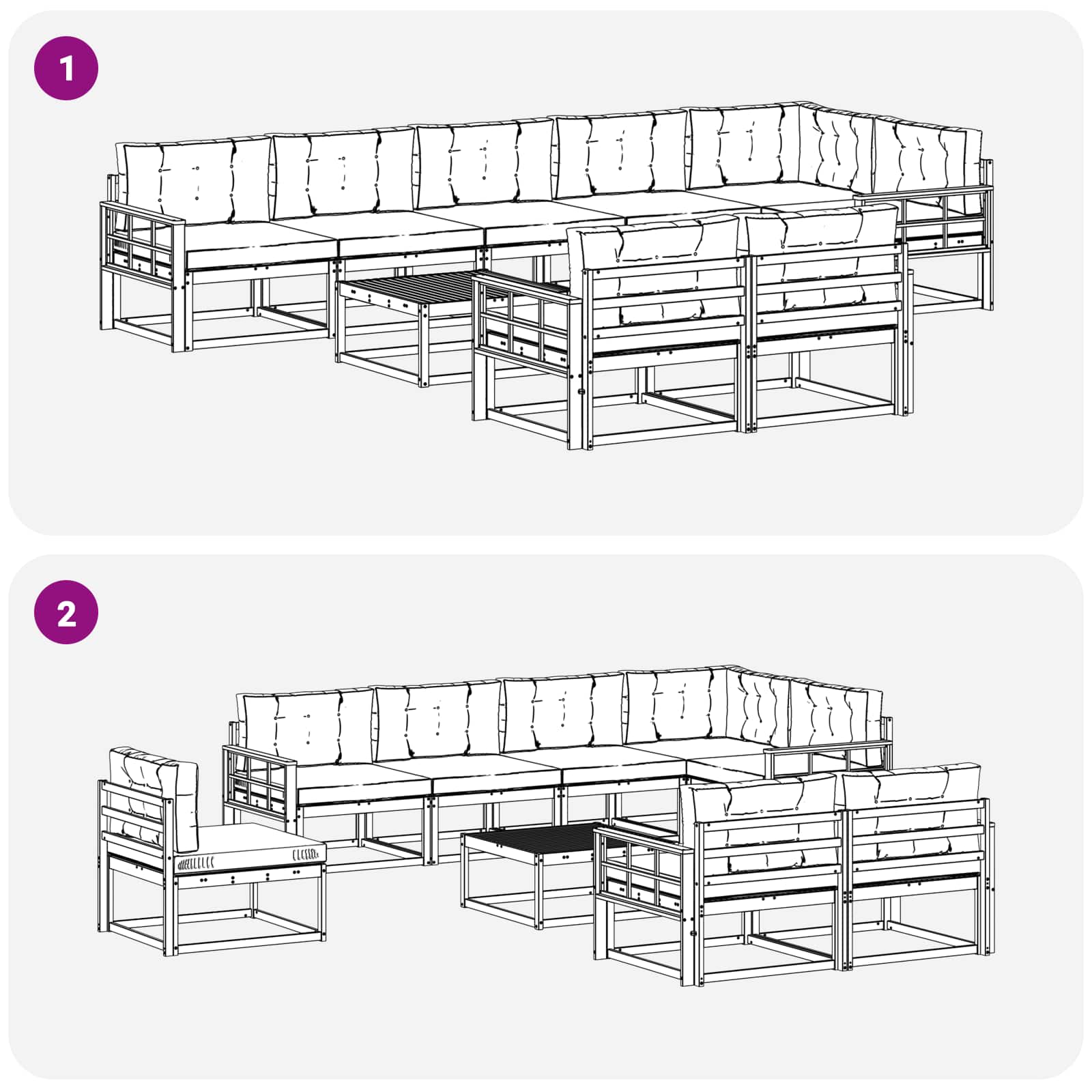 Buiten bankenset 9 pcs Wit en antracietkleurig 79 x 79 x 37 cm is nu te koop bij PeponiXL, paradijselijk wonen!