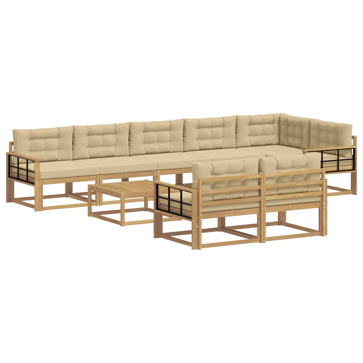 Buiten bankenset 9 pcs Wit en Beige 79 x 79 x 37 cm Polyester is nu te koop bij PeponiXL, paradijselijk wonen!