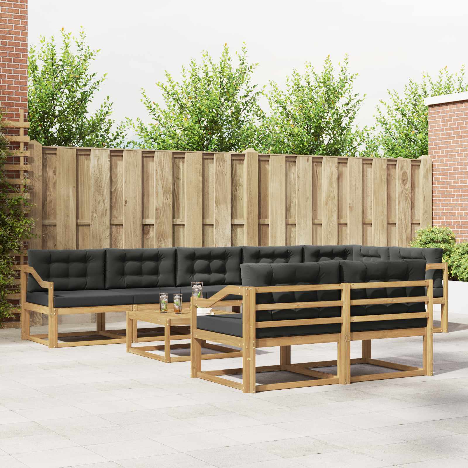 Buiten bankenset 9 pcs Wit en antracietkleurig 79 x 79 x 37 cm is nu te koop bij PeponiXL, paradijselijk wonen!