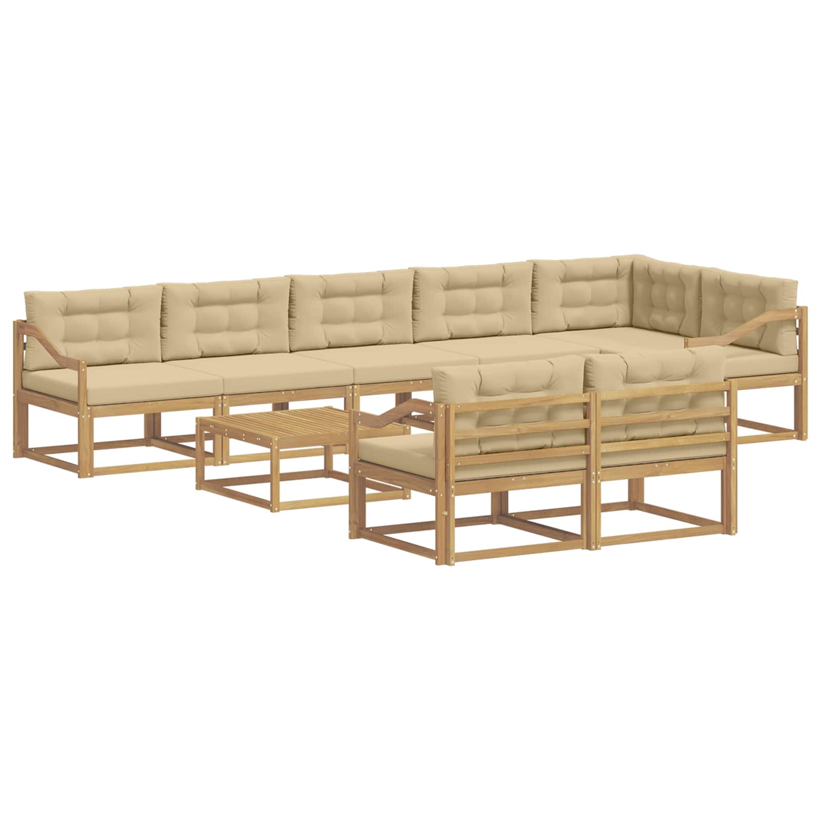 Buiten bankenset 9 pcs Wit en Beige 79 x 79 x 37 cm Polyester is nu te koop bij PeponiXL, paradijselijk wonen!