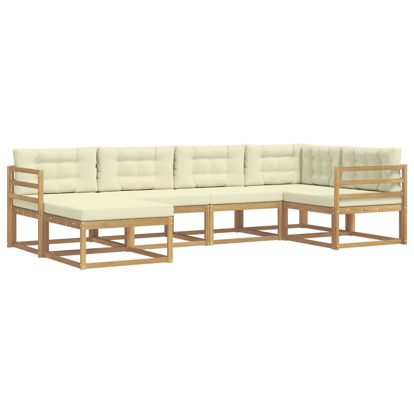 Buiten bankenset met kussen 5 pcs Wit en crèmekleurig Polyester is nu te koop bij PeponiXL, paradijselijk wonen!