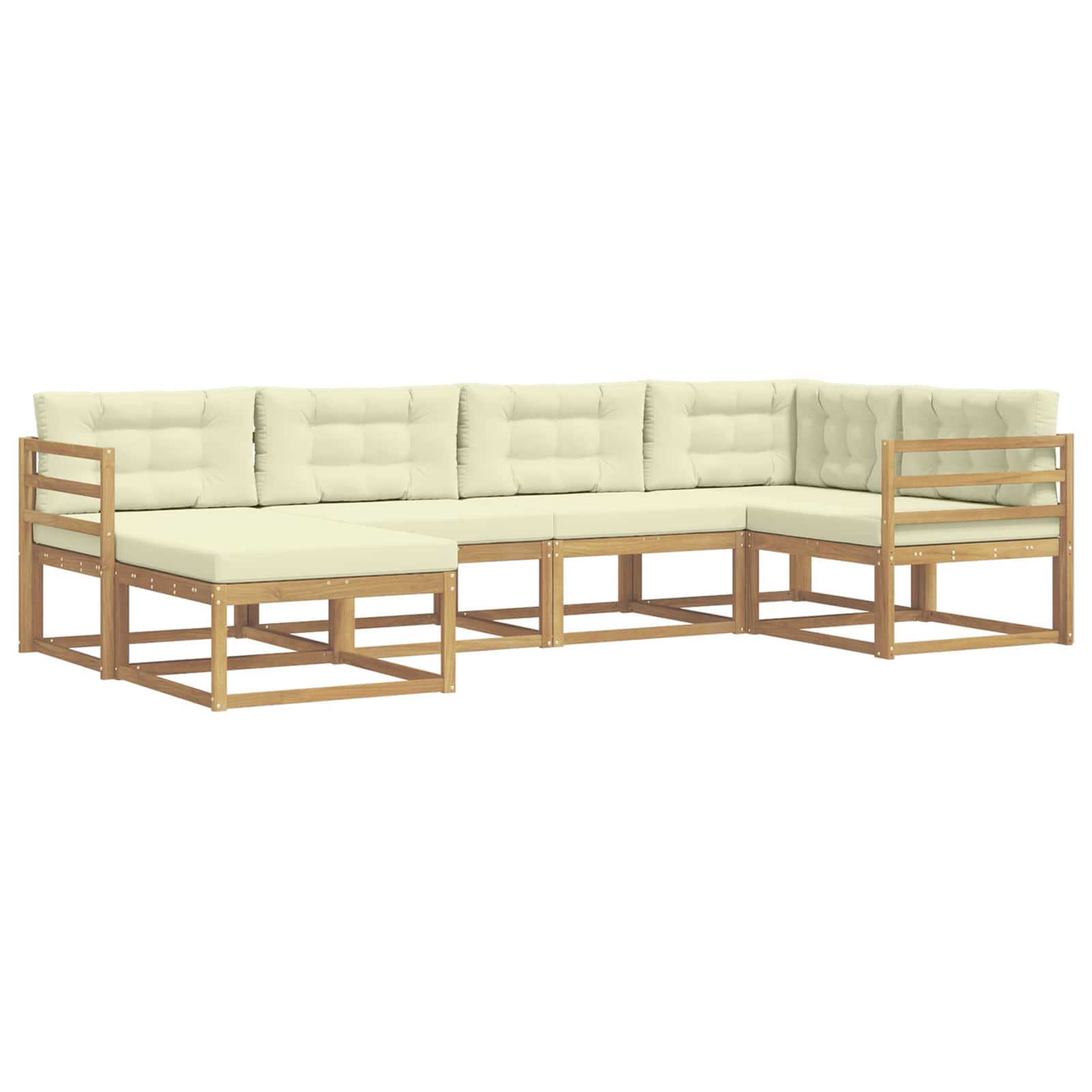 Buiten bankenset met kussen 5 pcs Wit en crèmekleurig Polyester is nu te koop bij PeponiXL, paradijselijk wonen!