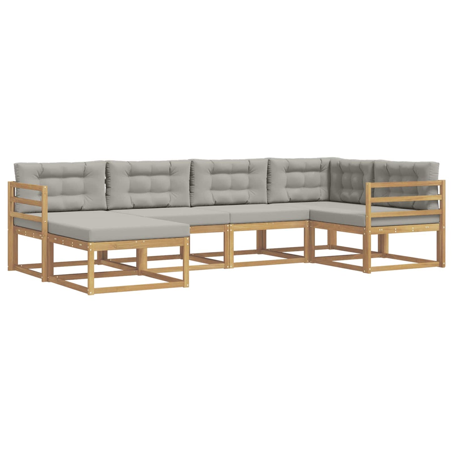 Buiten bankenset met kussen 5 pcs Wit en Lichtgrijs Polyester is nu te koop bij PeponiXL, paradijselijk wonen!