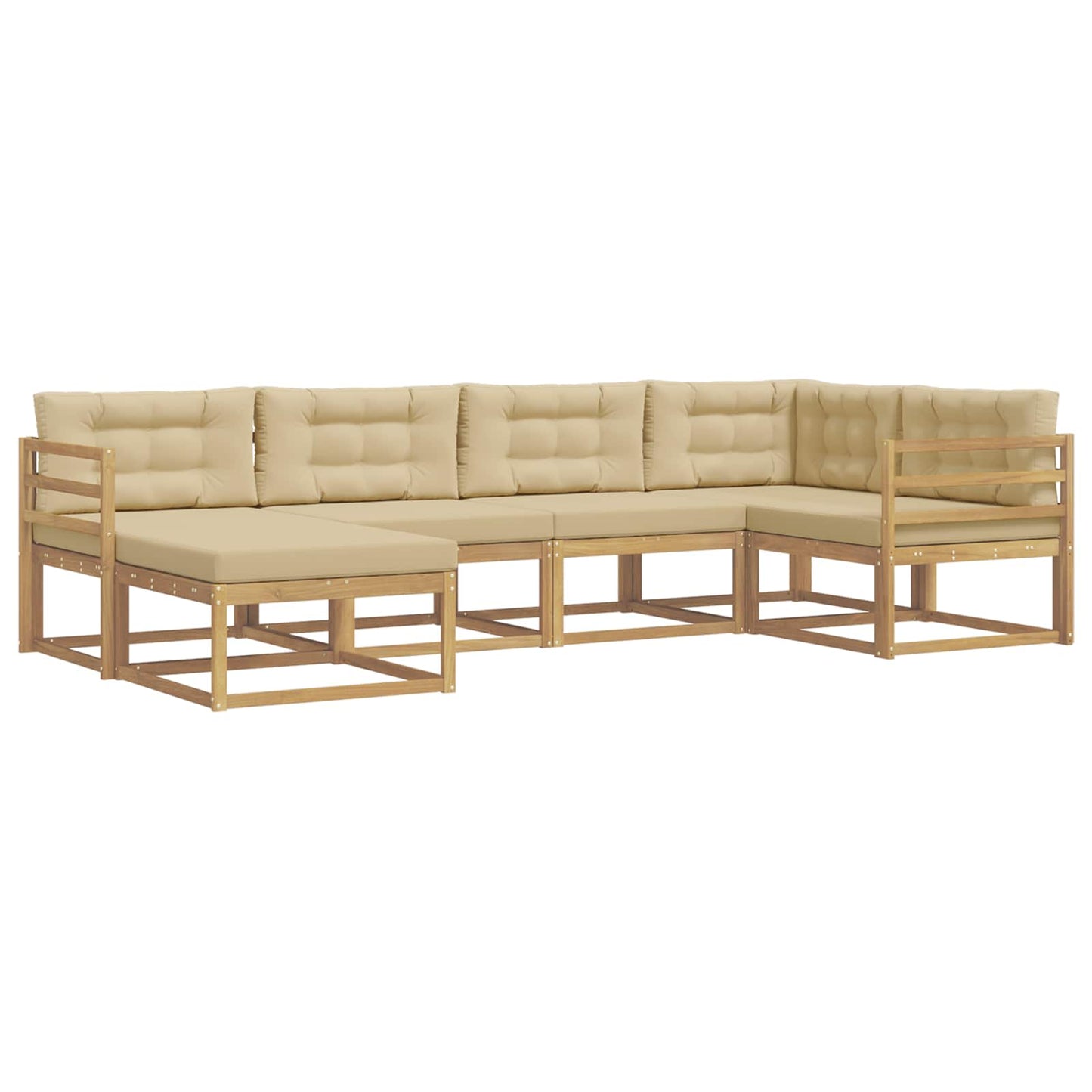 Buiten bankenset met kussen 5 pcs Wit en Beige Polyester is nu te koop bij PeponiXL, paradijselijk wonen!
