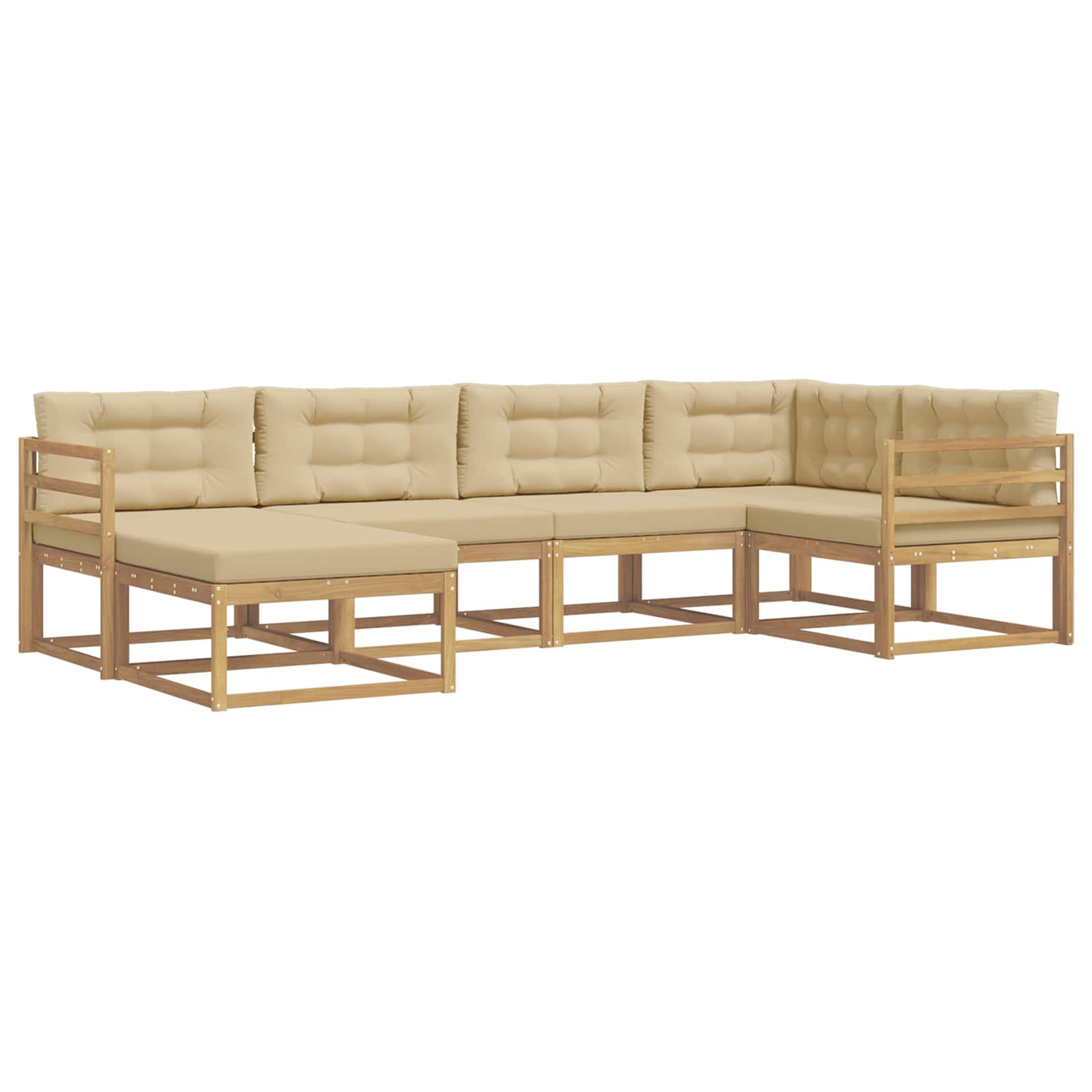 Buiten bankenset met kussen 5 pcs Wit en Beige Polyester is nu te koop bij PeponiXL, paradijselijk wonen!
