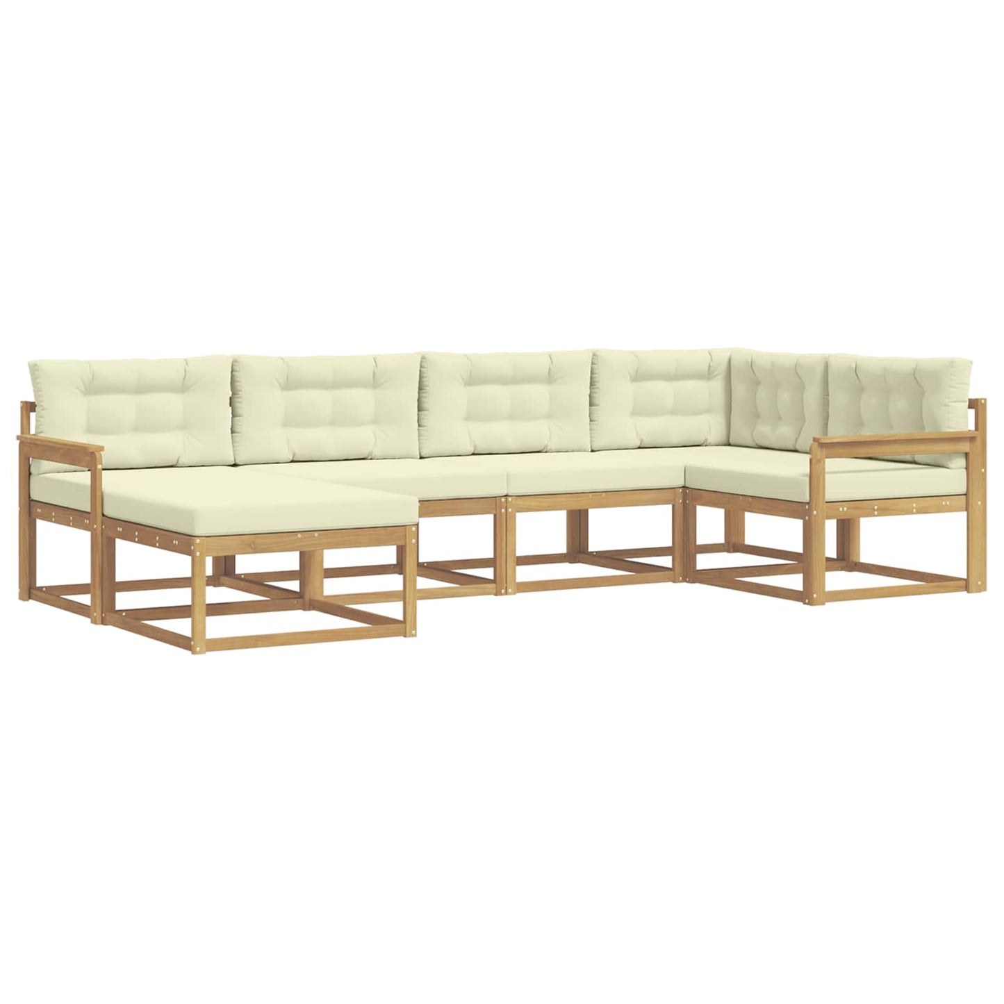 Buiten bankenset met kussen 5 pcs Wit en crèmekleurig Polyester is nu te koop bij PeponiXL, paradijselijk wonen!