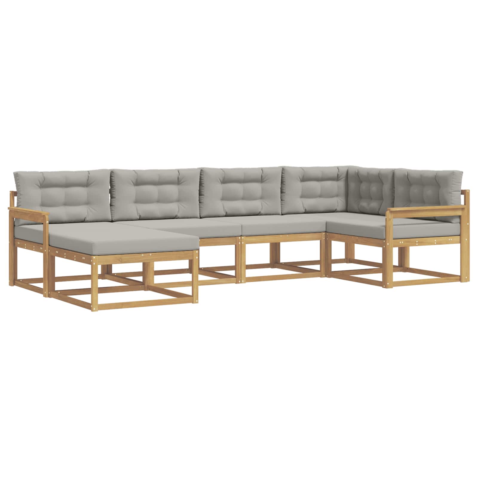 Buiten bankenset met kussen 5 pcs Wit en Lichtgrijs Polyester is nu te koop bij PeponiXL, paradijselijk wonen!