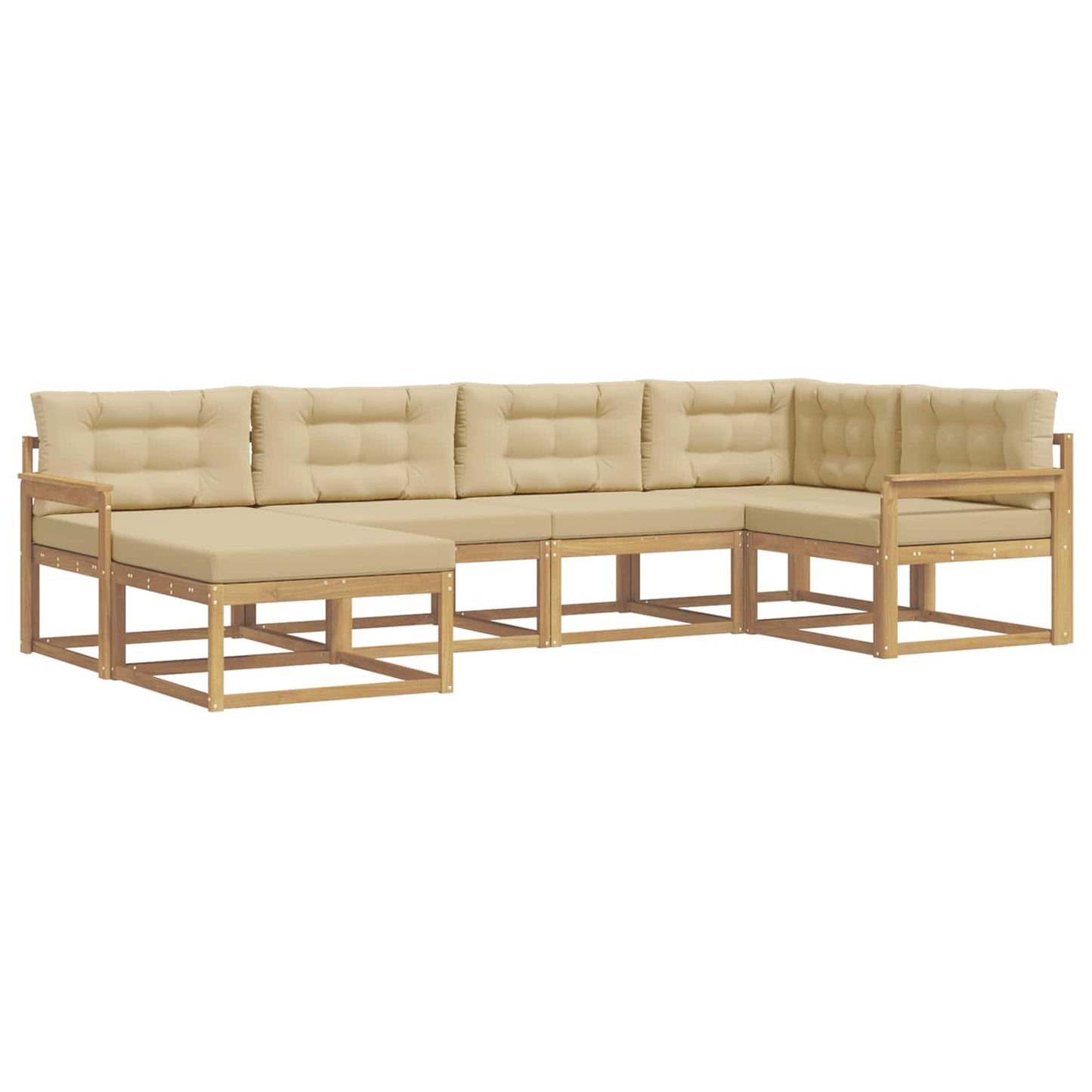 Buiten bankenset met kussen 5 pcs Wit en Beige Polyester is nu te koop bij PeponiXL, paradijselijk wonen!