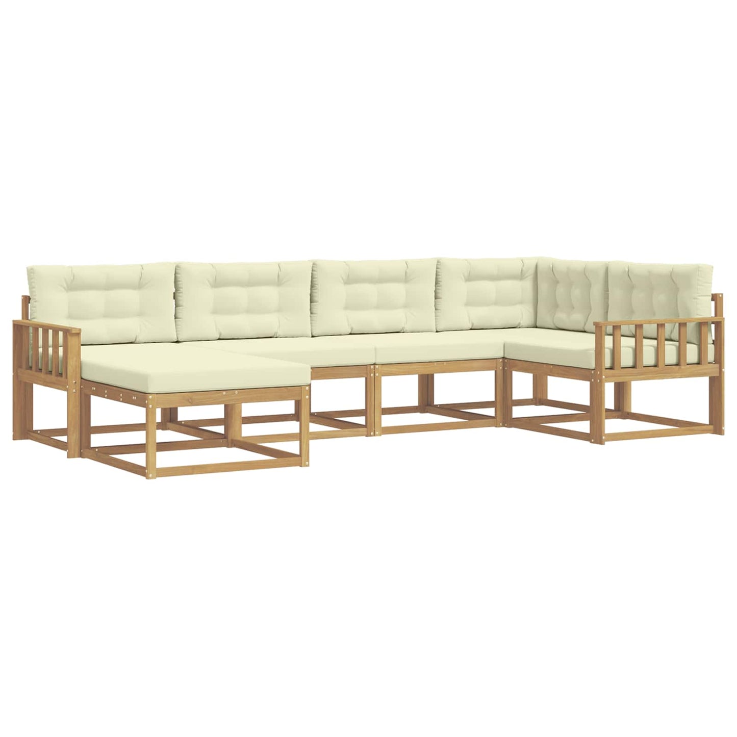 Buiten bankenset met kussen 5 pcs Wit en crèmekleurig Polyester is nu te koop bij PeponiXL, paradijselijk wonen!