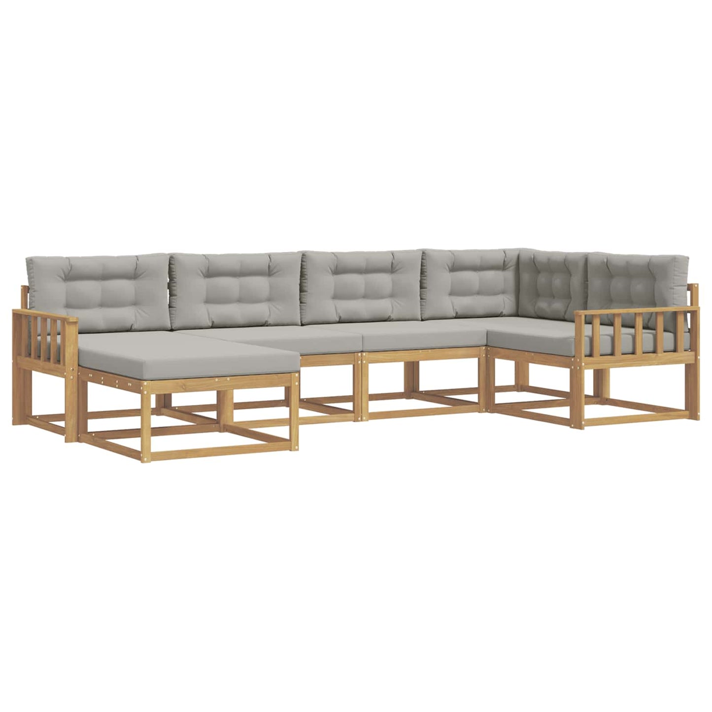 Buiten bankenset met kussen 5 pcs Wit en Lichtgrijs Polyester is nu te koop bij PeponiXL, paradijselijk wonen!
