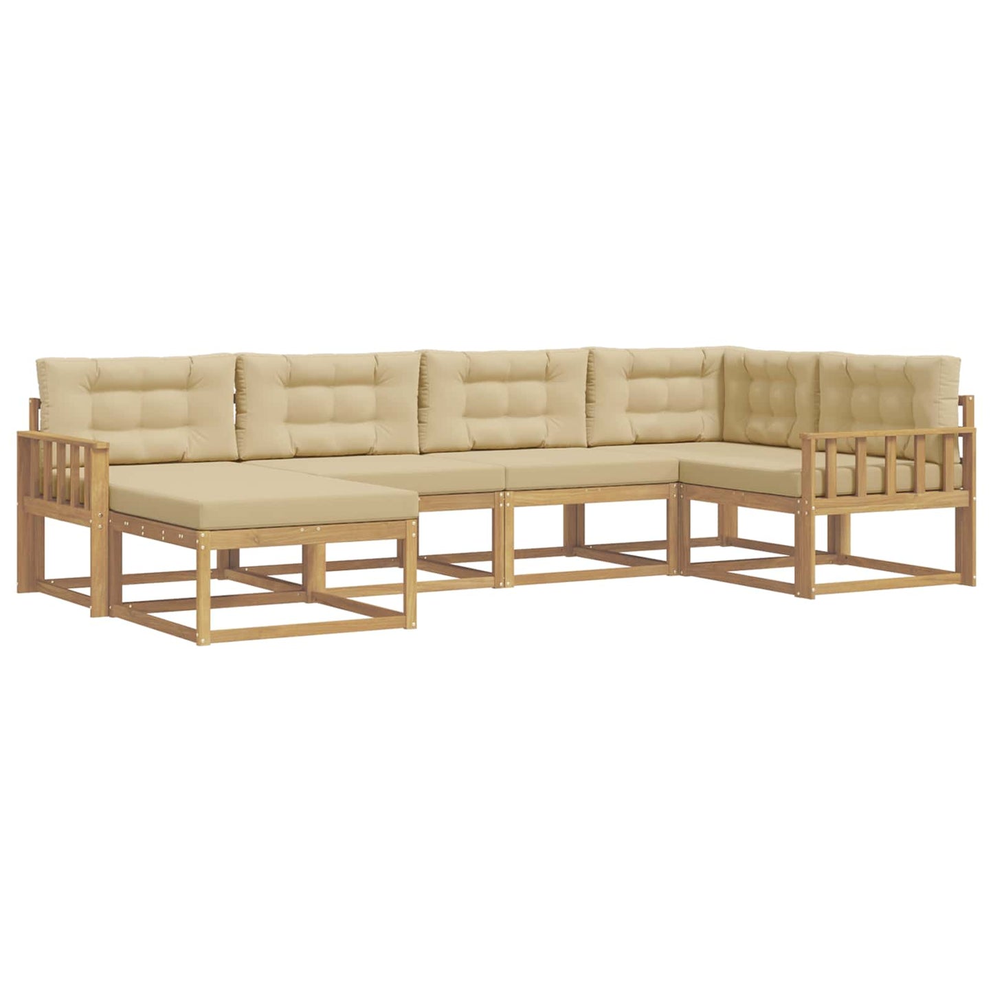 Buiten bankenset met kussen 5 pcs Wit en Beige Polyester is nu te koop bij PeponiXL, paradijselijk wonen!