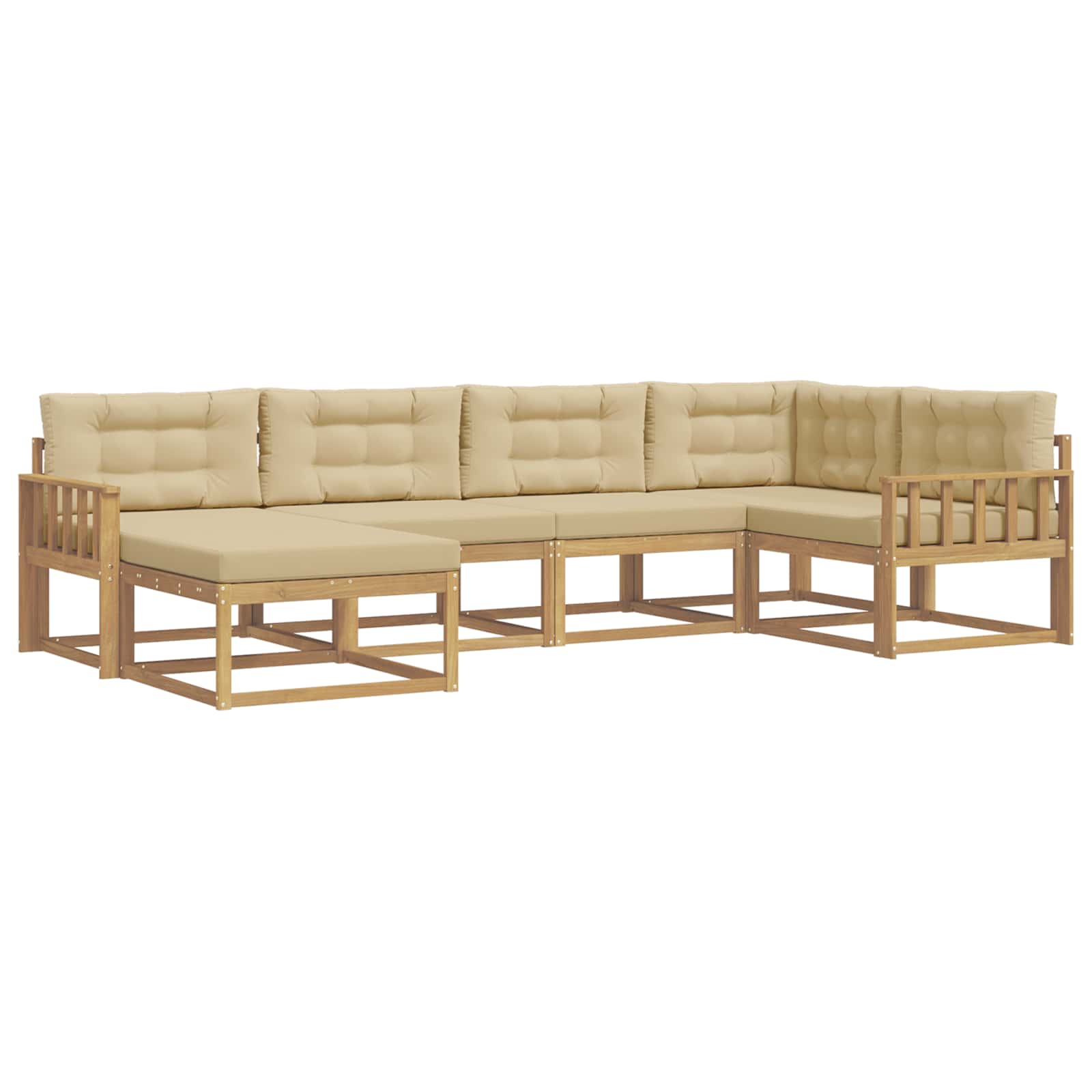 Buiten bankenset met kussen 5 pcs Wit en Beige Polyester is nu te koop bij PeponiXL, paradijselijk wonen!