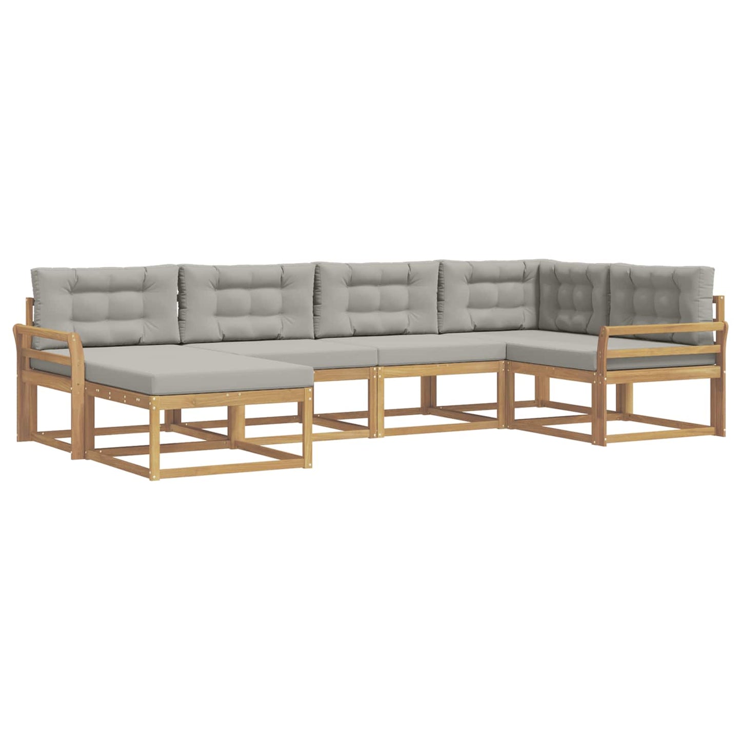 Buiten bankenset met kussen 5 pcs Wit en Lichtgrijs Polyester is nu te koop bij PeponiXL, paradijselijk wonen!