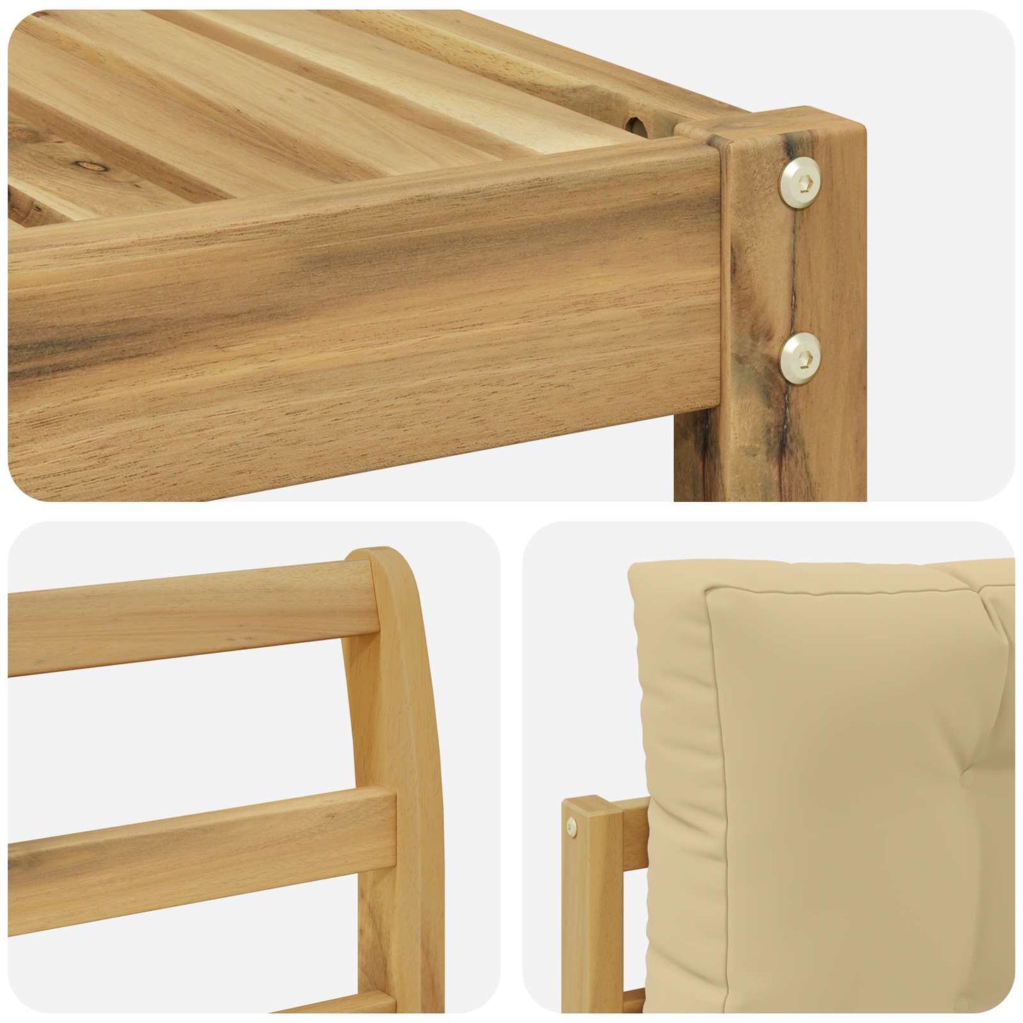 Buiten bankenset met kussen 5 pcs Wit en Beige Polyester is nu te koop bij PeponiXL, paradijselijk wonen!