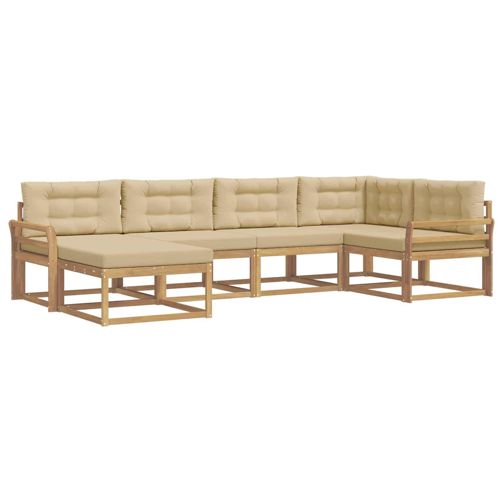 Buiten bankenset met kussen 5 pcs Wit en Beige Polyester is nu te koop bij PeponiXL, paradijselijk wonen!