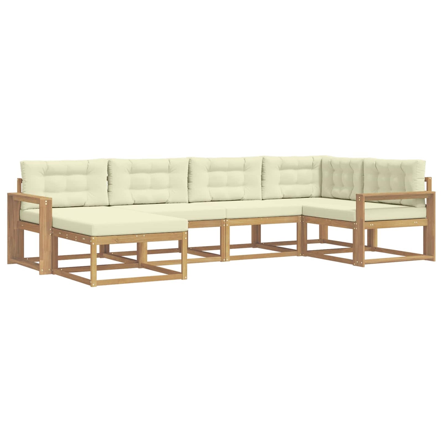 Buiten bankenset met kussen 5 pcs Wit en crèmekleurig Polyester is nu te koop bij PeponiXL, paradijselijk wonen!