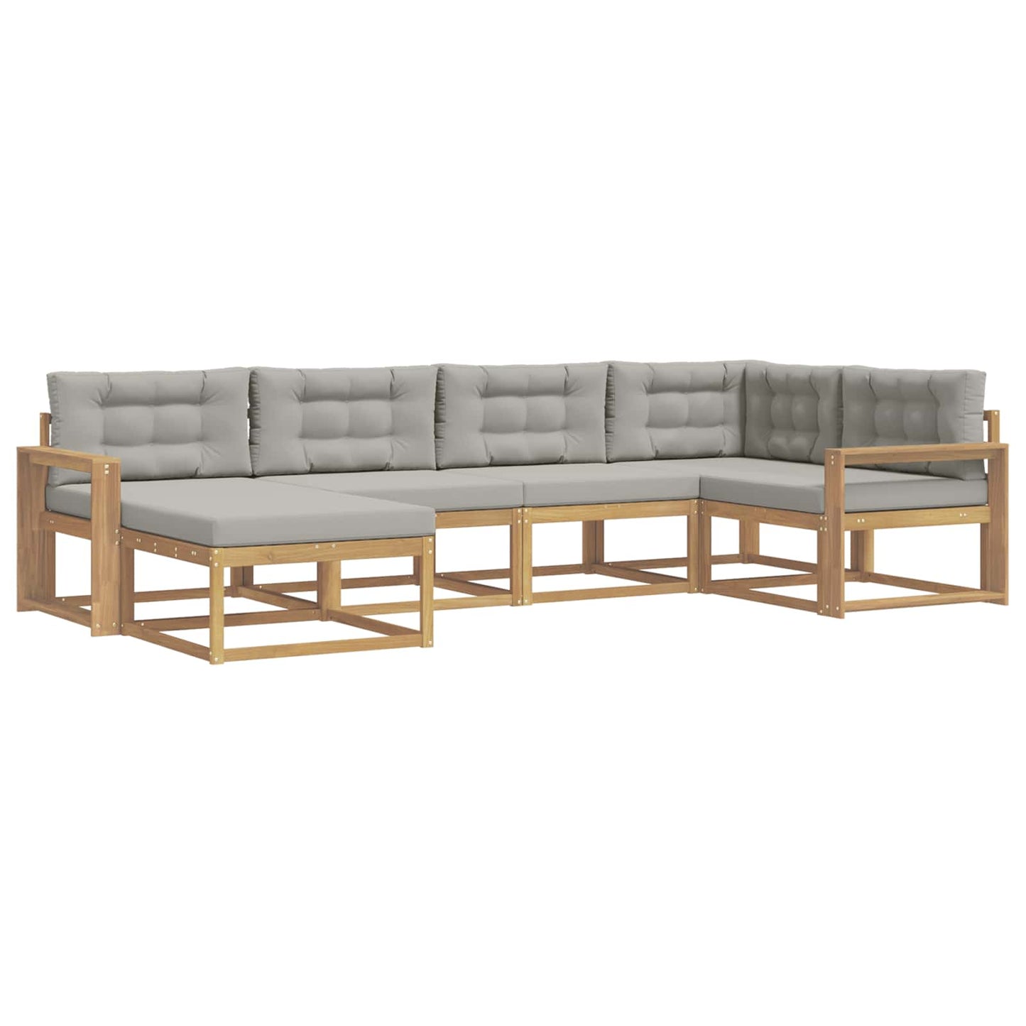 Buiten bankenset met kussen 5 pcs Wit en Lichtgrijs Polyester is nu te koop bij PeponiXL, paradijselijk wonen!