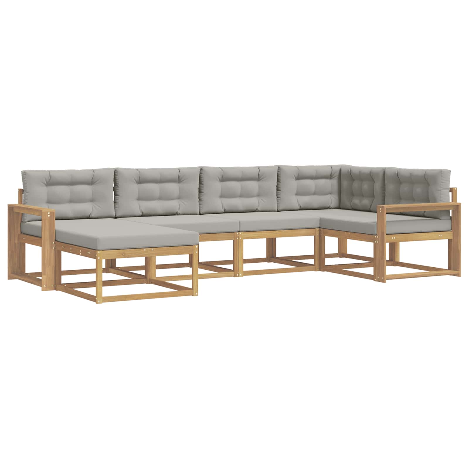 Buiten bankenset met kussen 5 pcs Wit en Lichtgrijs Polyester is nu te koop bij PeponiXL, paradijselijk wonen!