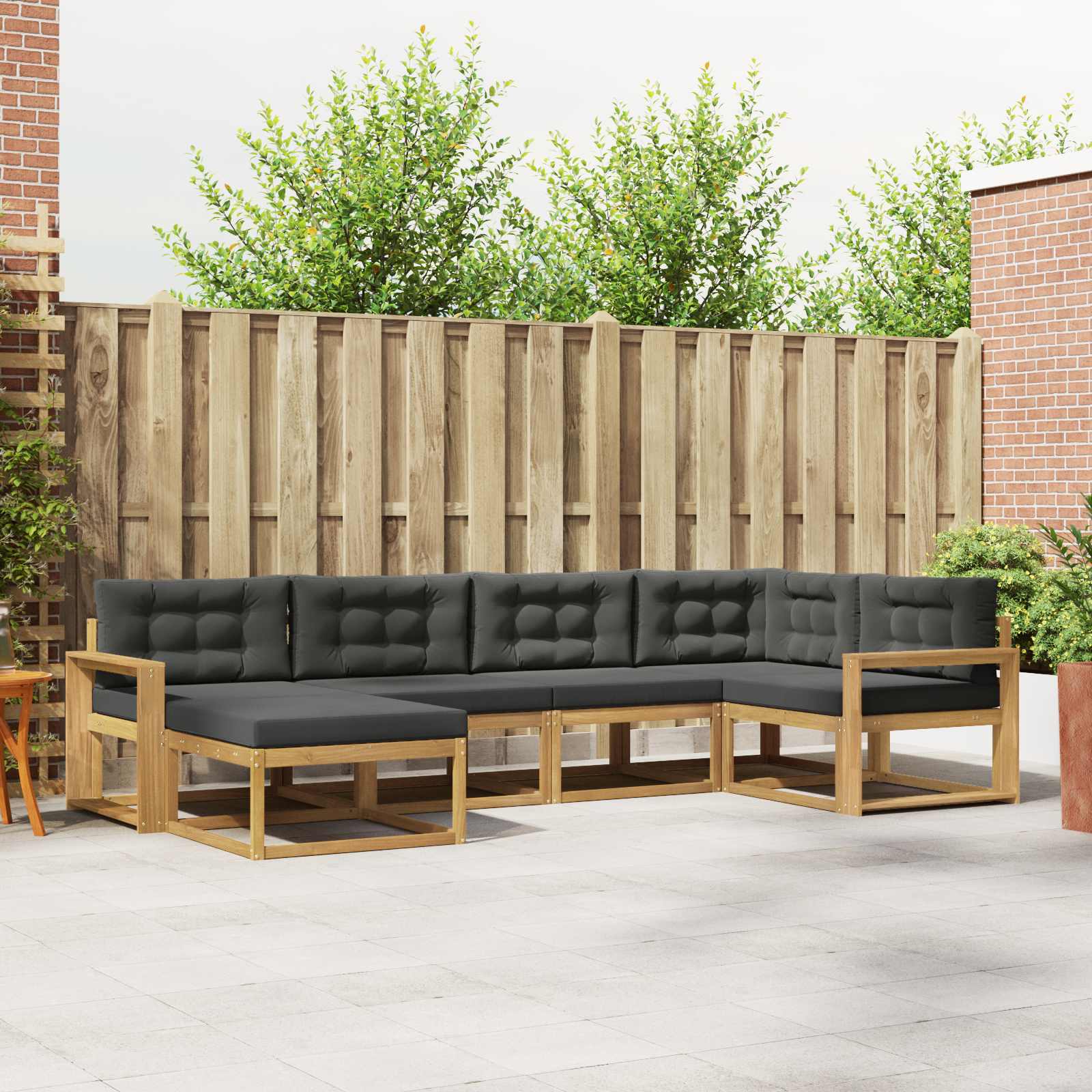 Buiten bankenset 5 pcs Wit en antracietkleurig Polyester is nu te koop bij PeponiXL, paradijselijk wonen!