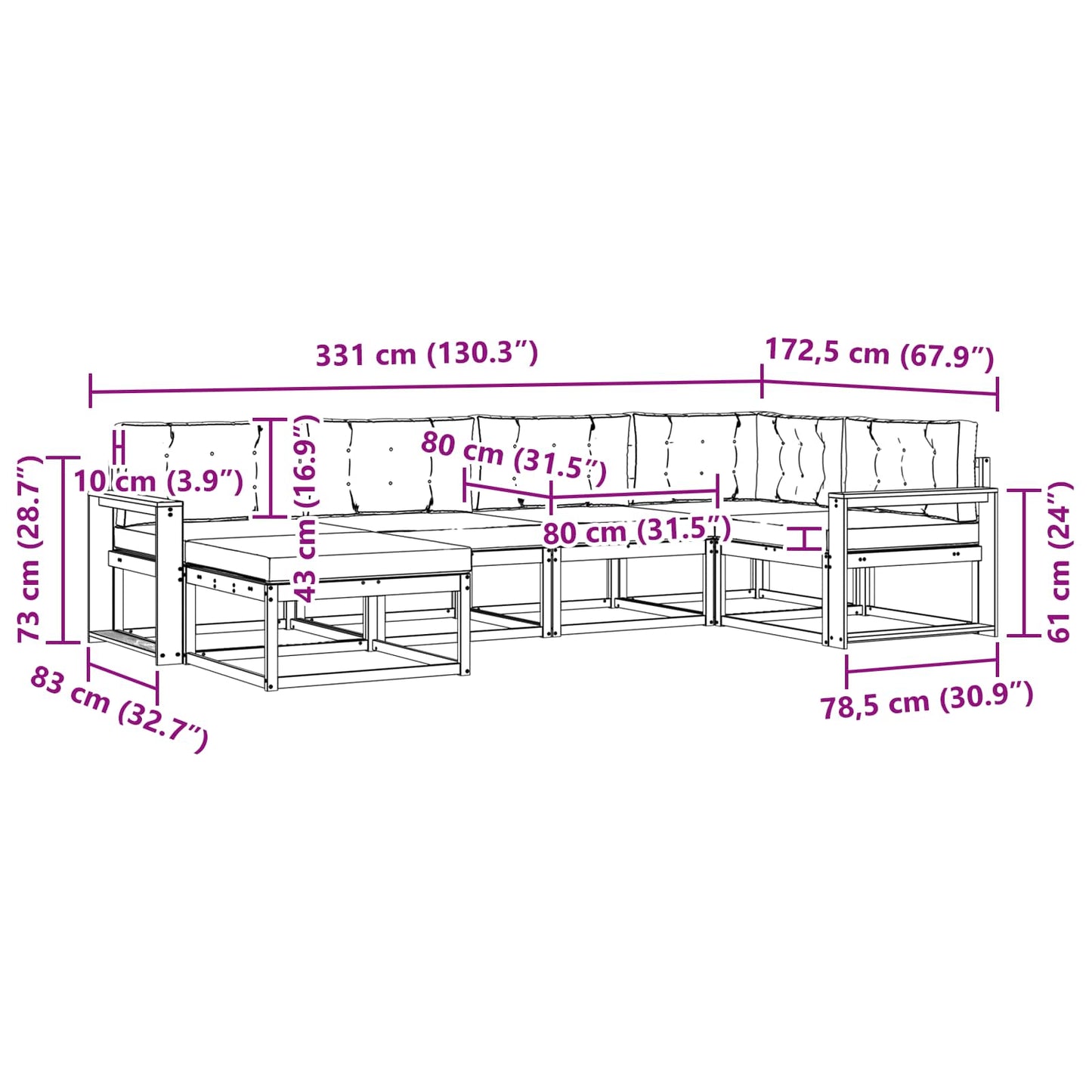 Buiten bankenset 5 pcs Wit en antracietkleurig Polyester is nu te koop bij PeponiXL, paradijselijk wonen!