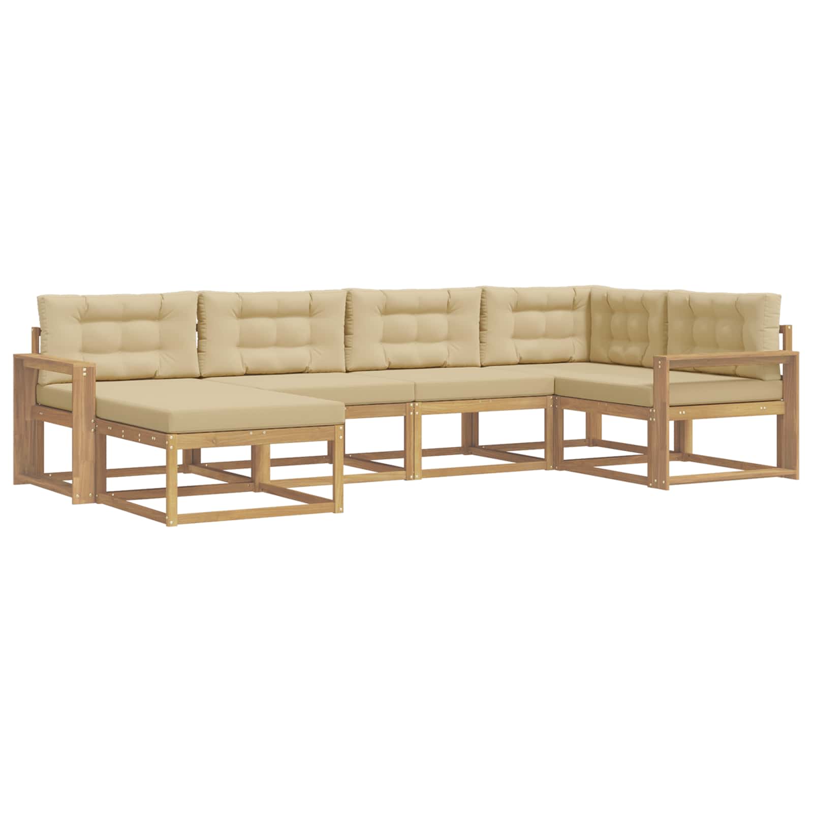 Buiten bankenset met kussen 5 pcs Wit en Beige Polyester is nu te koop bij PeponiXL, paradijselijk wonen!